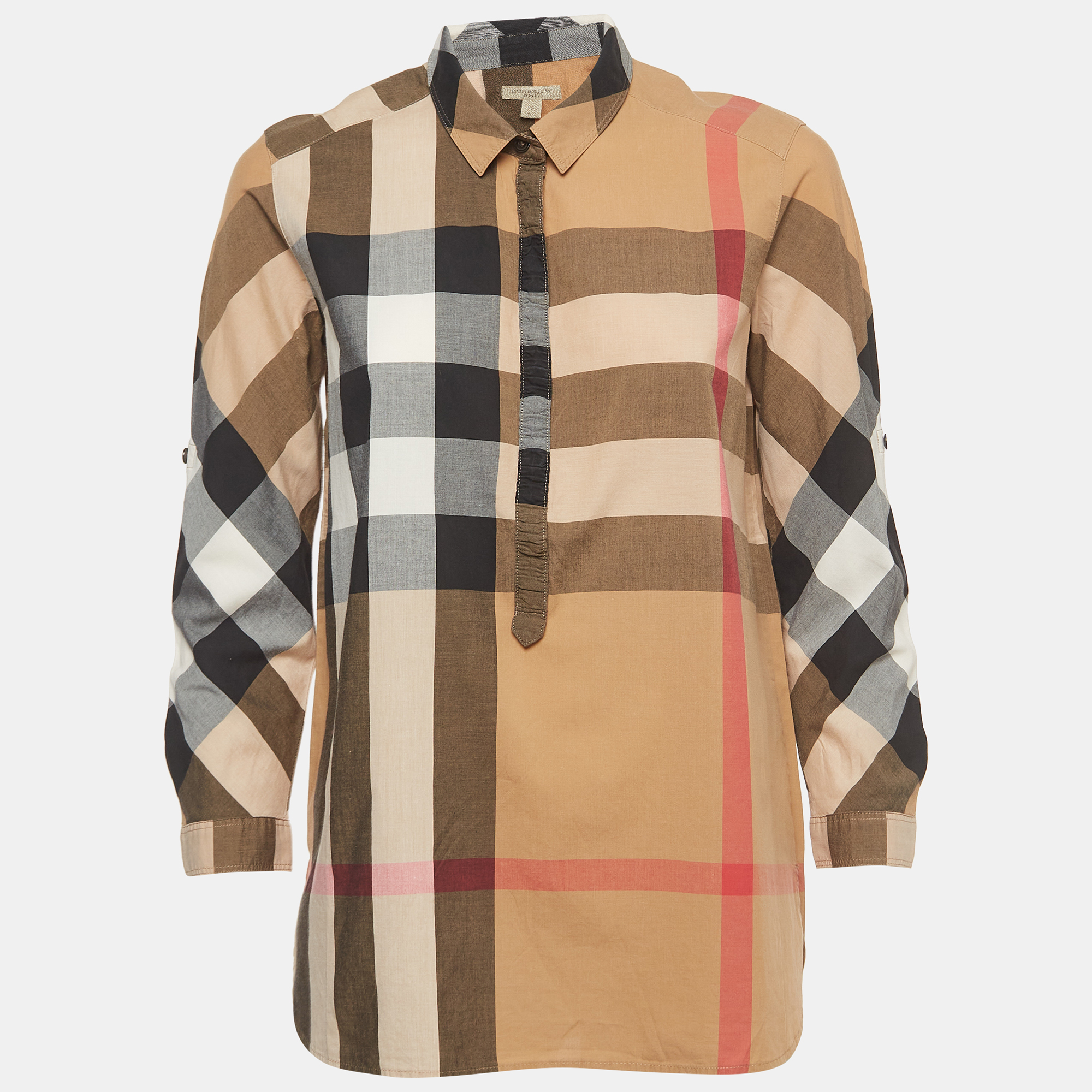 Burberry Brit Beige Checked Printed Cotton Shirt XS