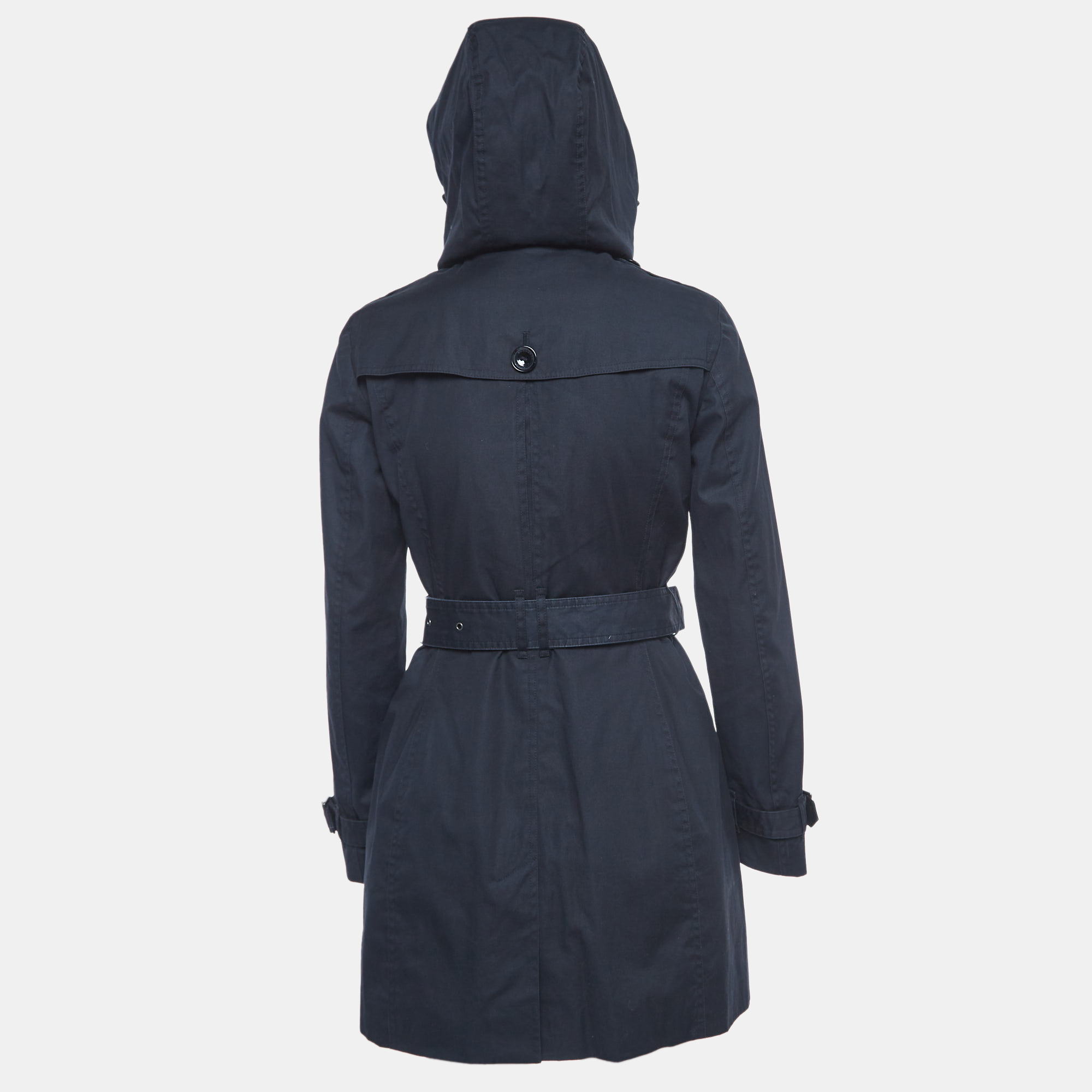 Burberry Brit Navy Blue Double Breasted Trench Coat S