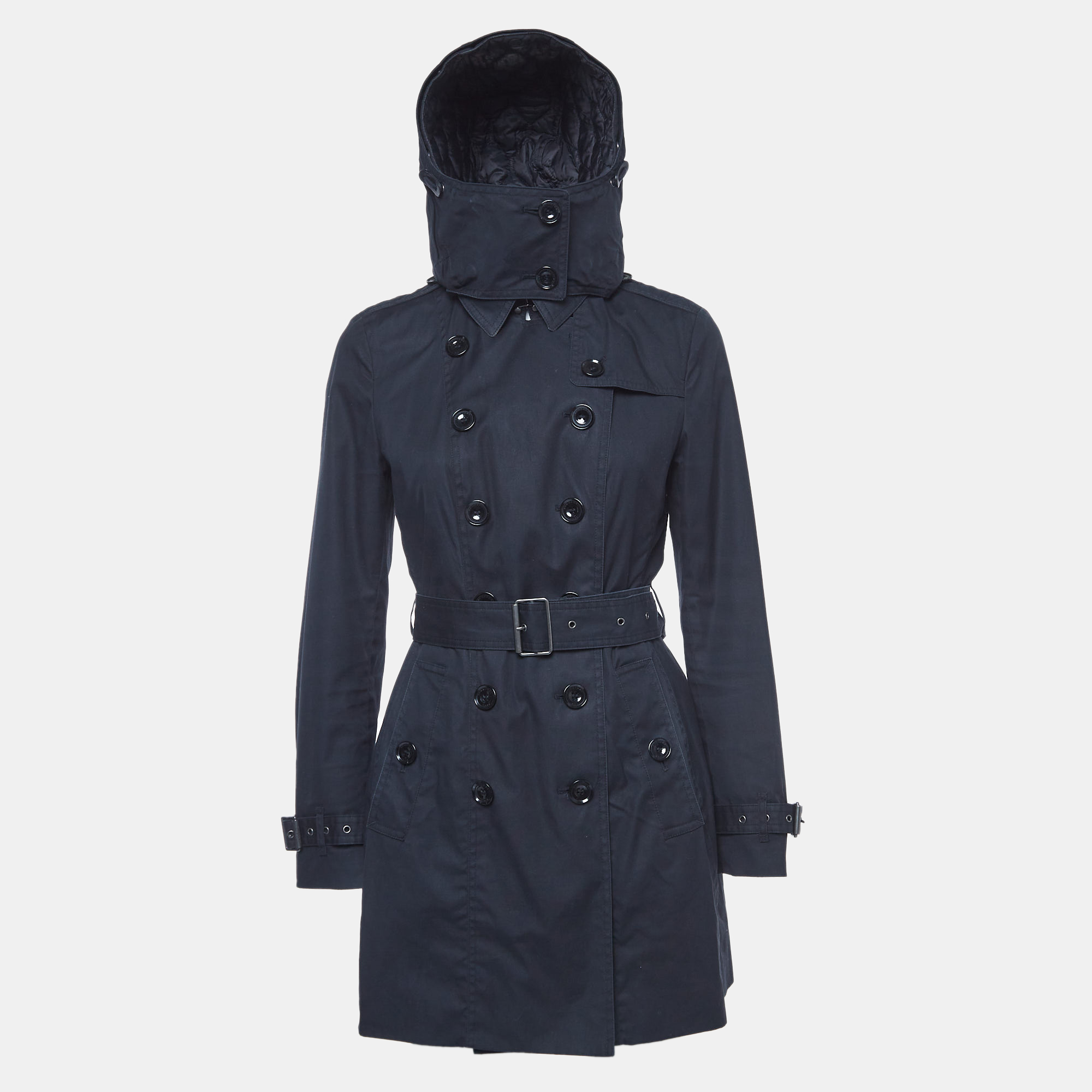 Burberry Brit Navy Blue Double Breasted Trench Coat S
