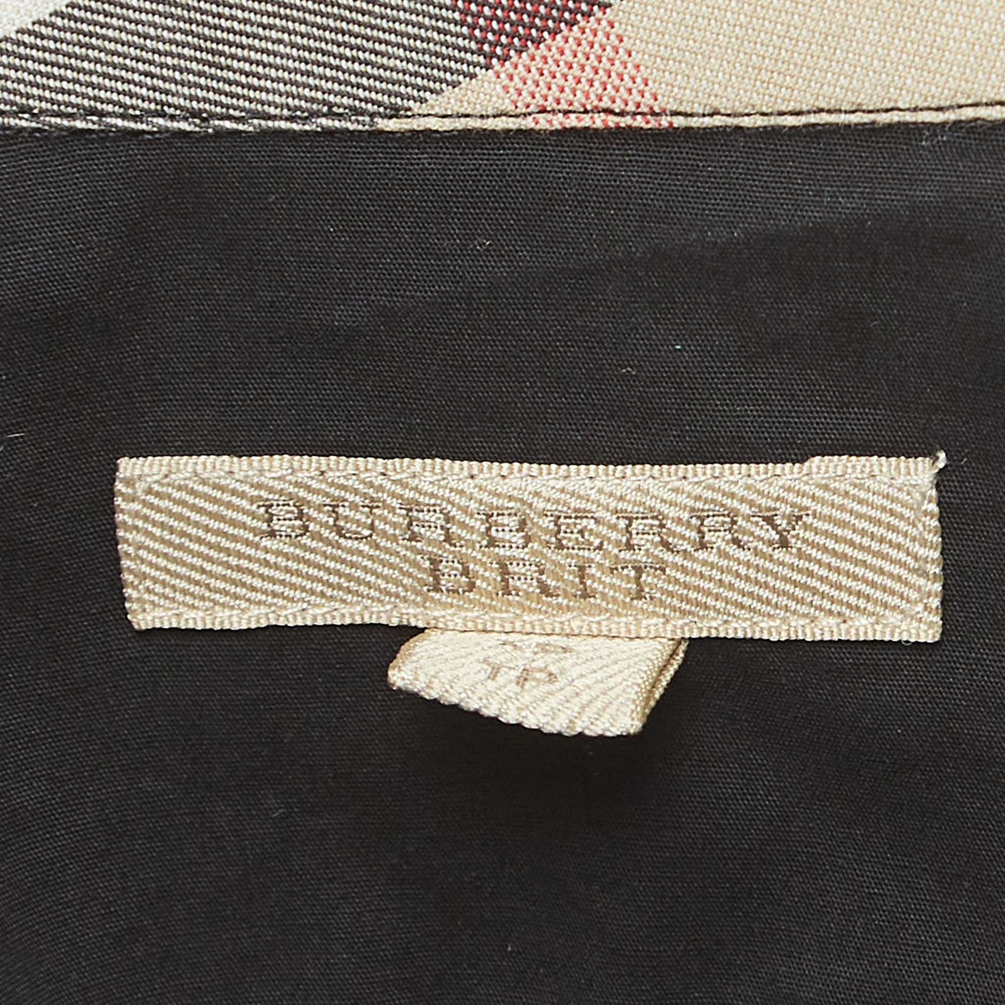 Burberry Brit Black Cotton Nova Check Detail Button Front Shirt XS