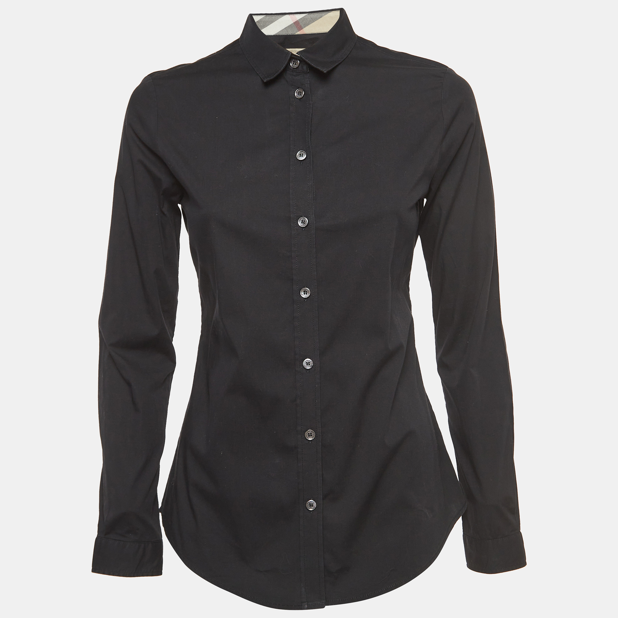 

Burberry Brit Black Cotton Nova Check Detail Button Front Shirt