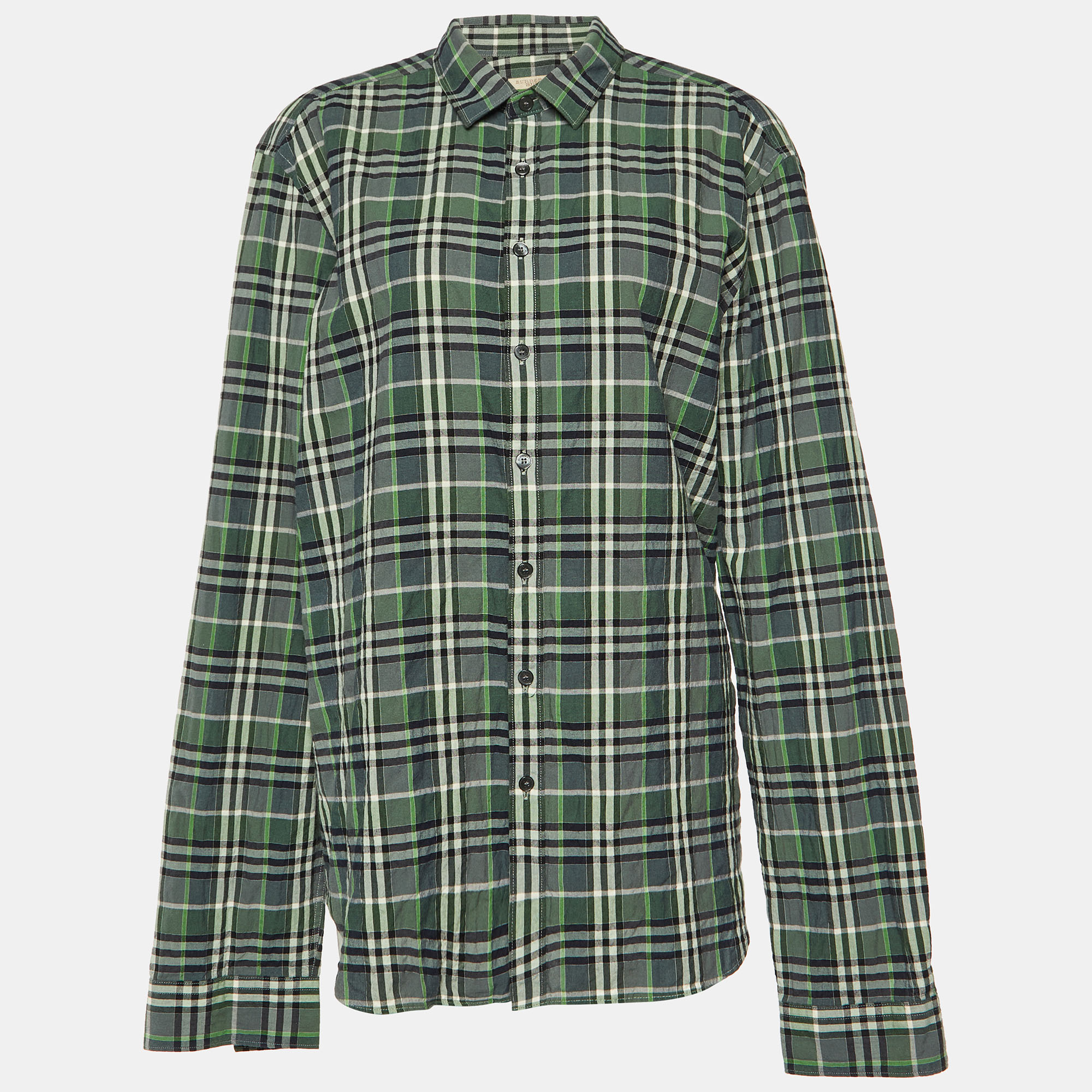 Burberry brit green nova check cotton long sleeve shirt xl