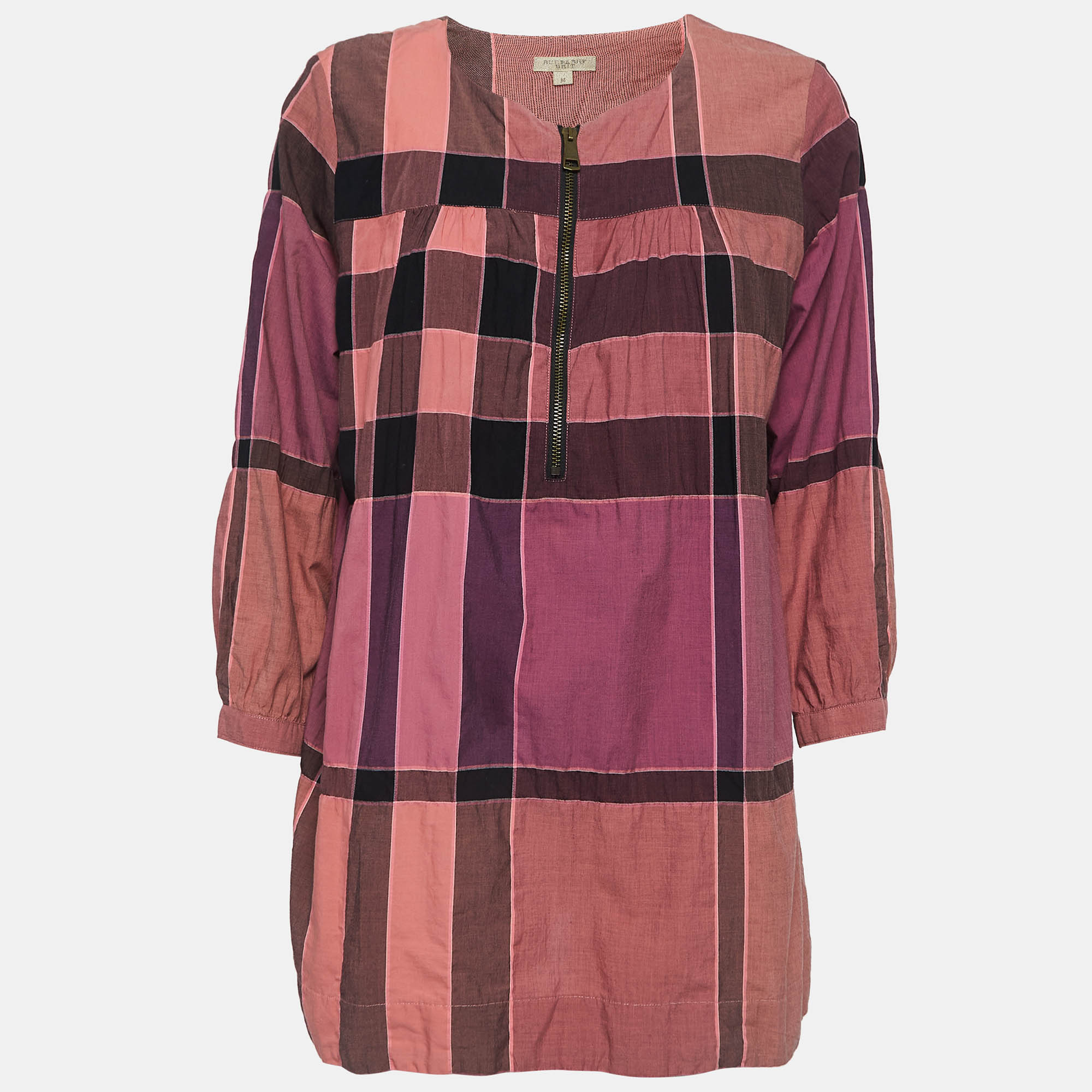 Burberry brit pink checked cotton tunic m