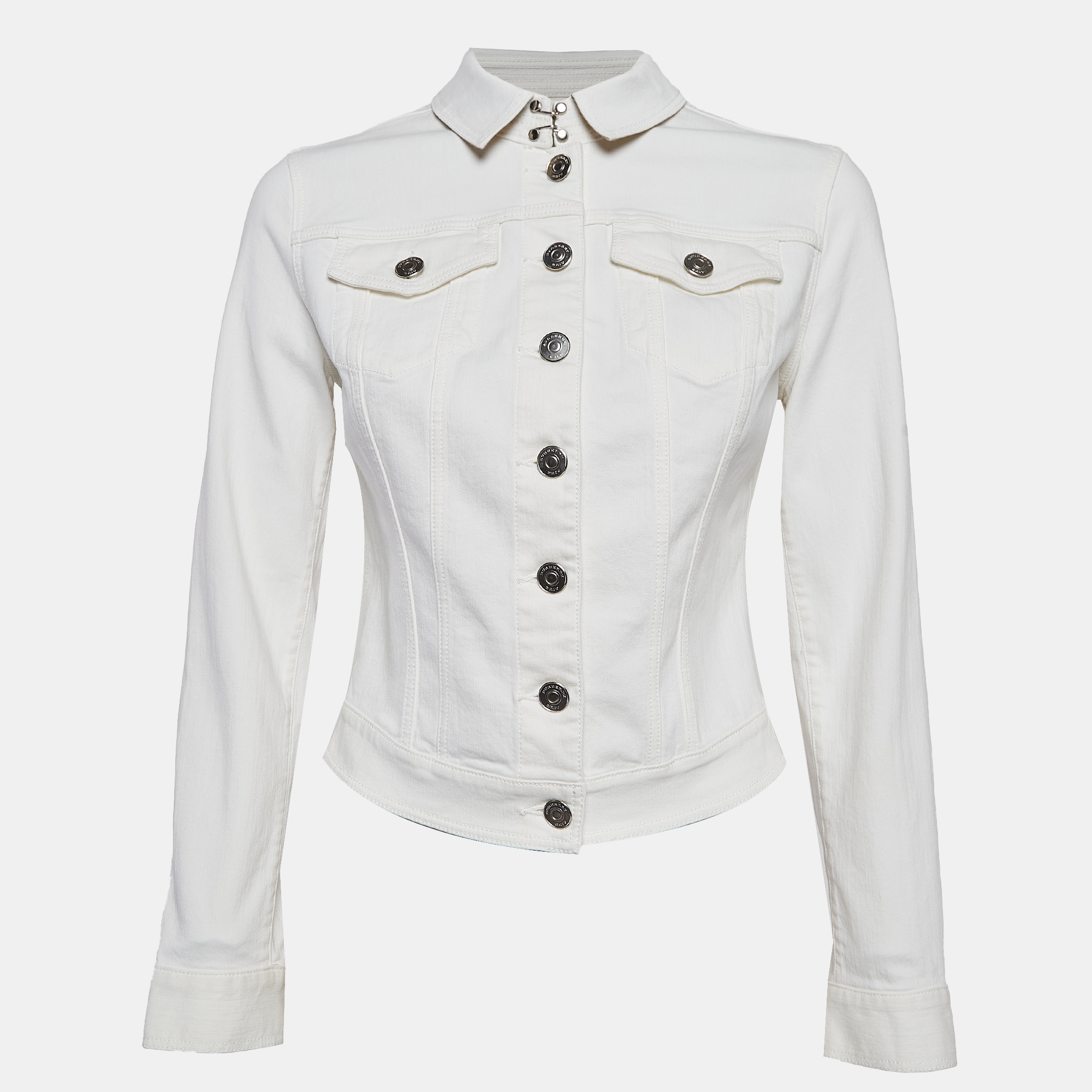 Burberry brit white denim buttoned jacket s