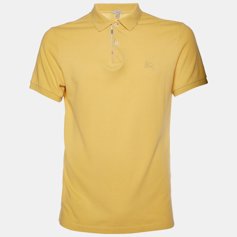 Burberry brit yellow cotton pique polo t-shirt m