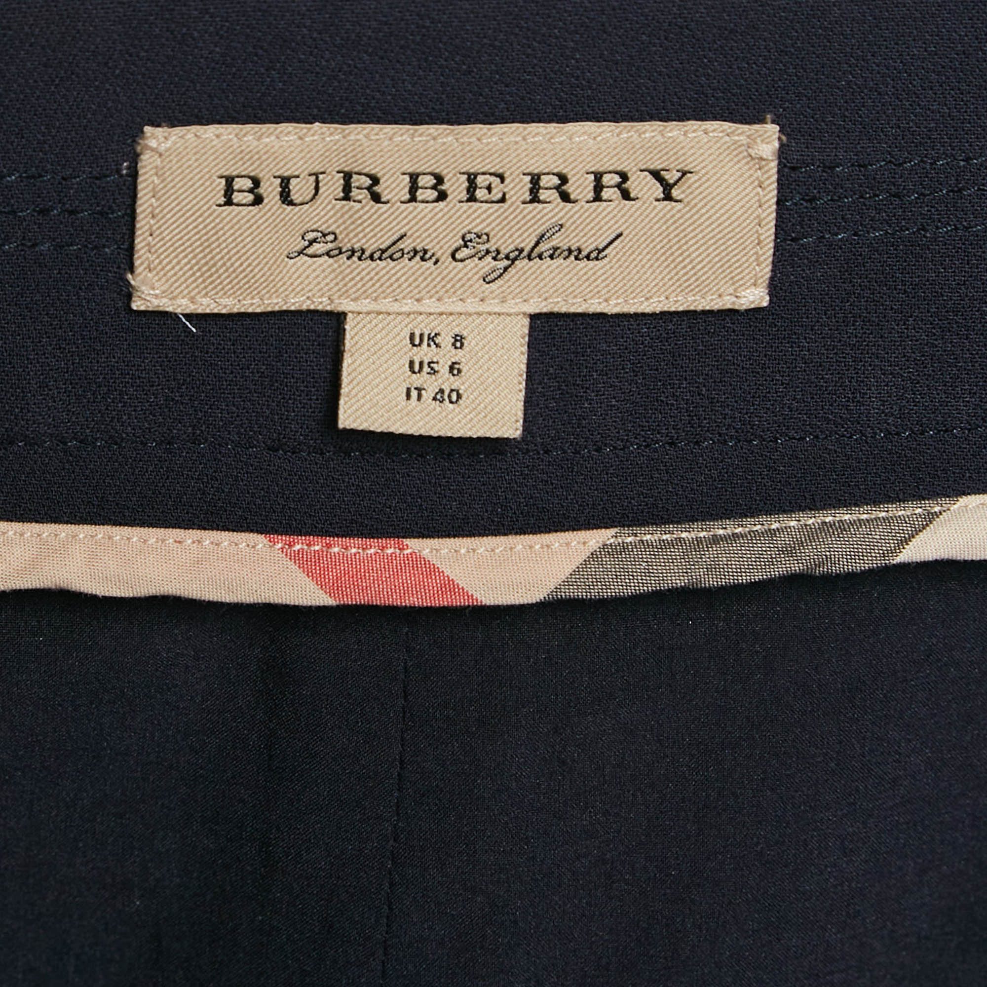 Burberry London Navy Blue Button Front Wrap Skirt S