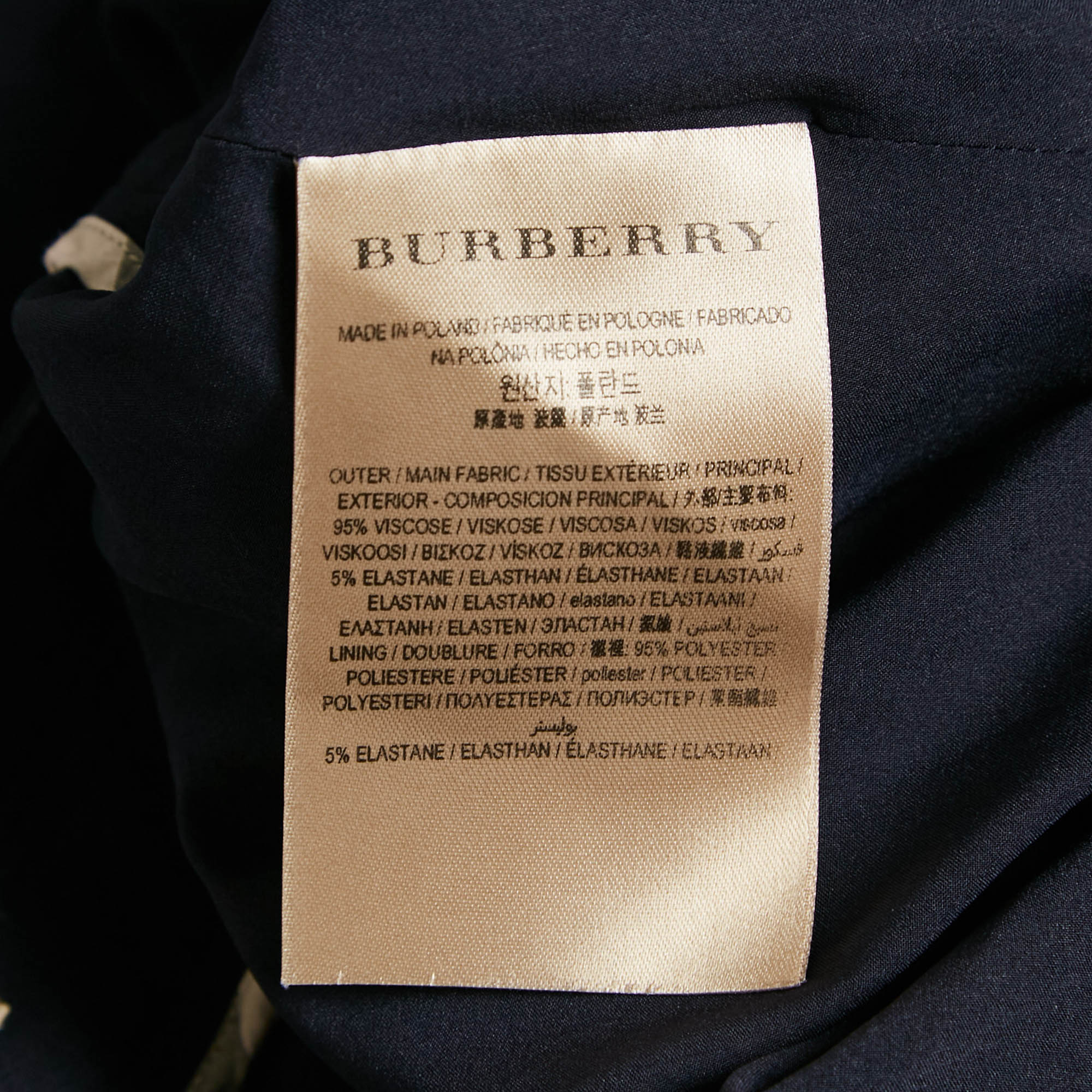 Burberry London Navy Blue Button Front Wrap Skirt S