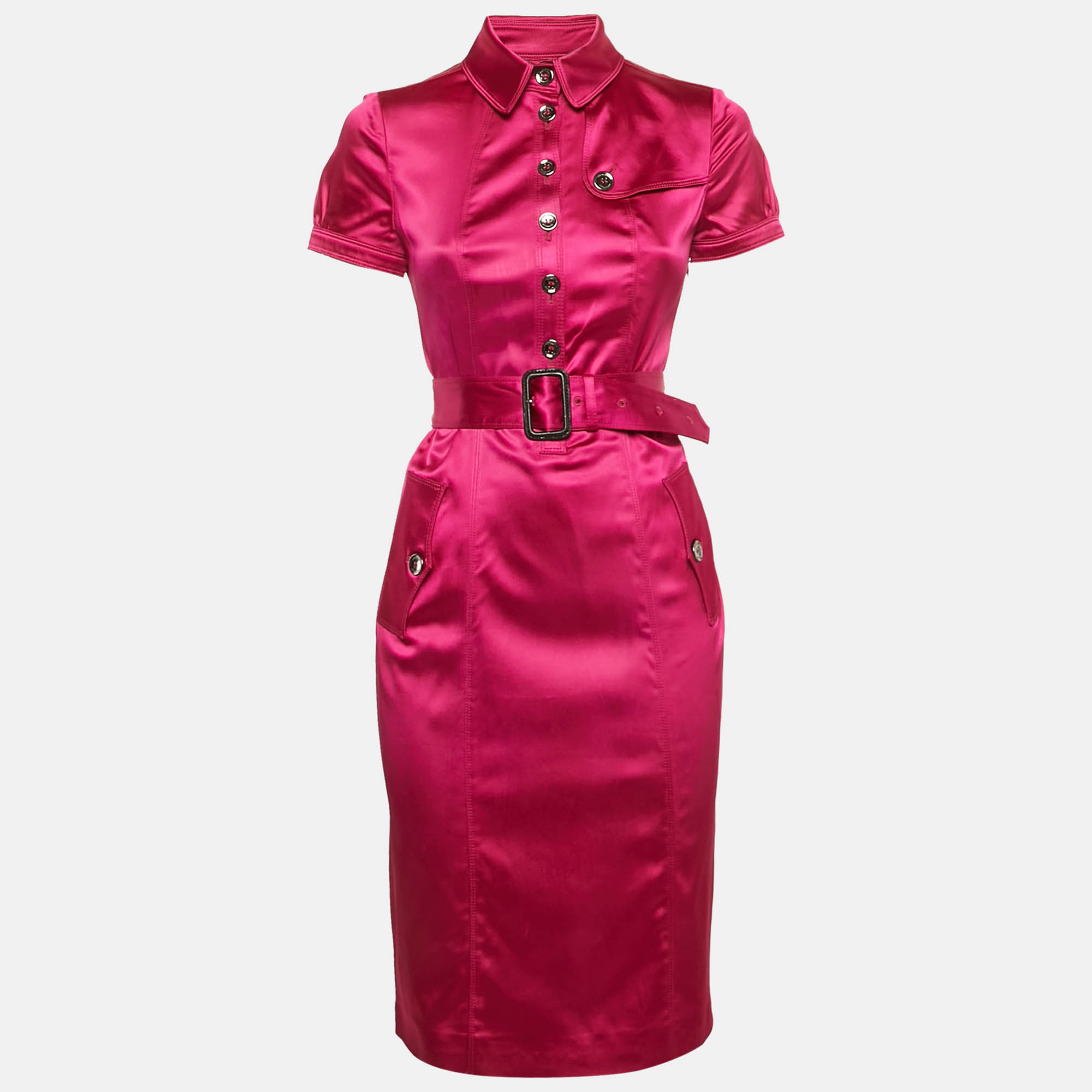 Burberry London Pink Satin Belted Pocket Detail Sheath Dress S
Burberry London Pink Satin Belted Pocket Detail Sheath Dress S