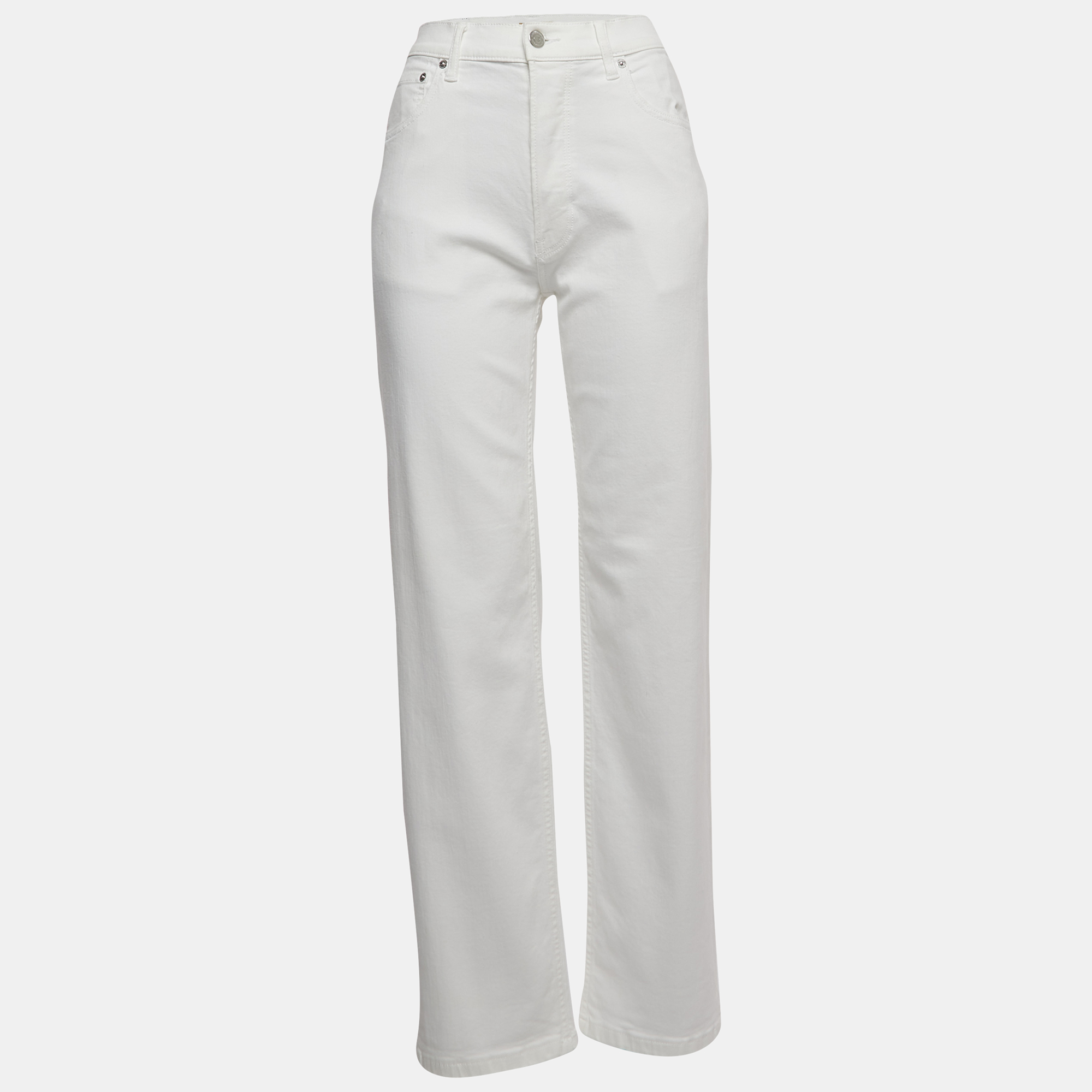 Burberry White Denim Buttoned Jeans M Waist 29