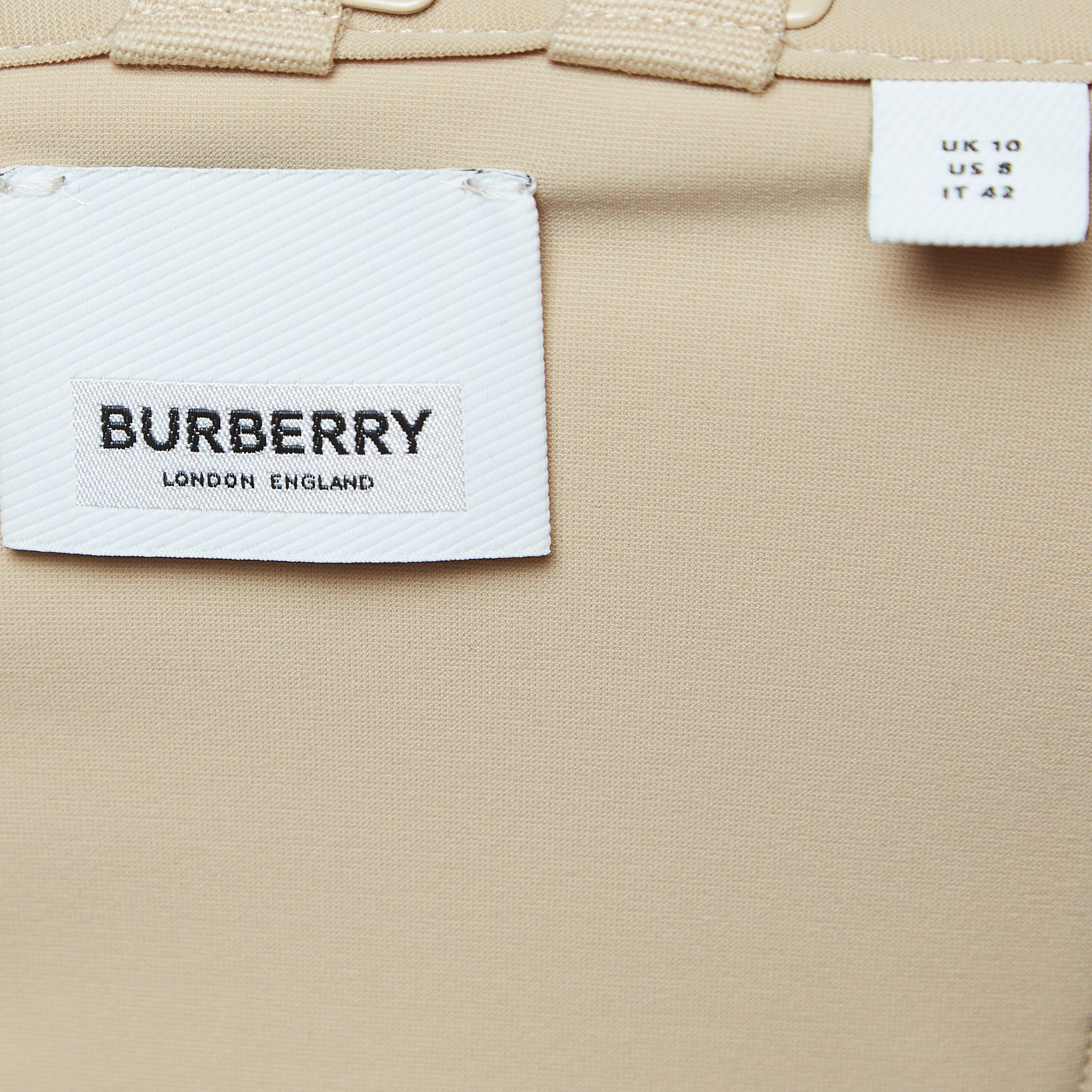 Burberry London Beige Horseferry Print Stretch Knit Bodycon Mini Dress M