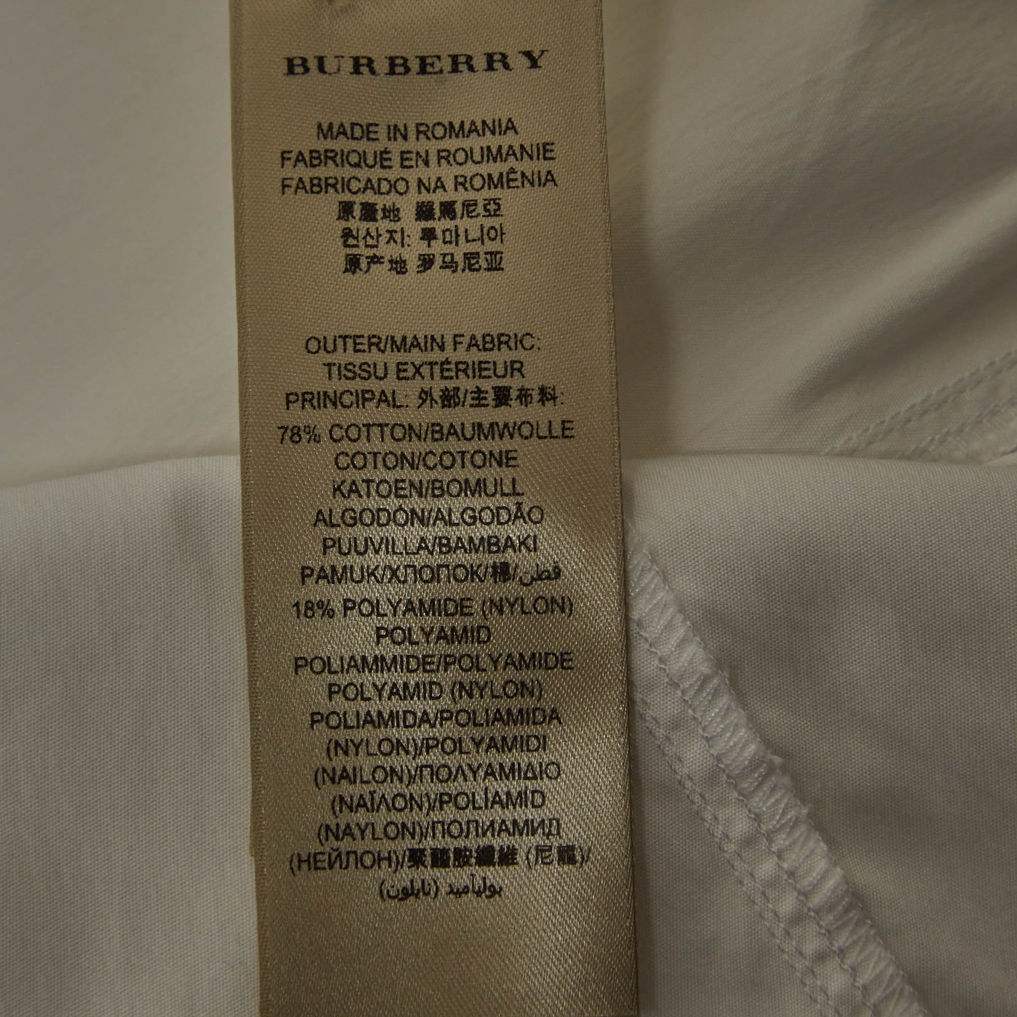 Burberry London White Cotton Button Front Full Sleeve Shirt S
