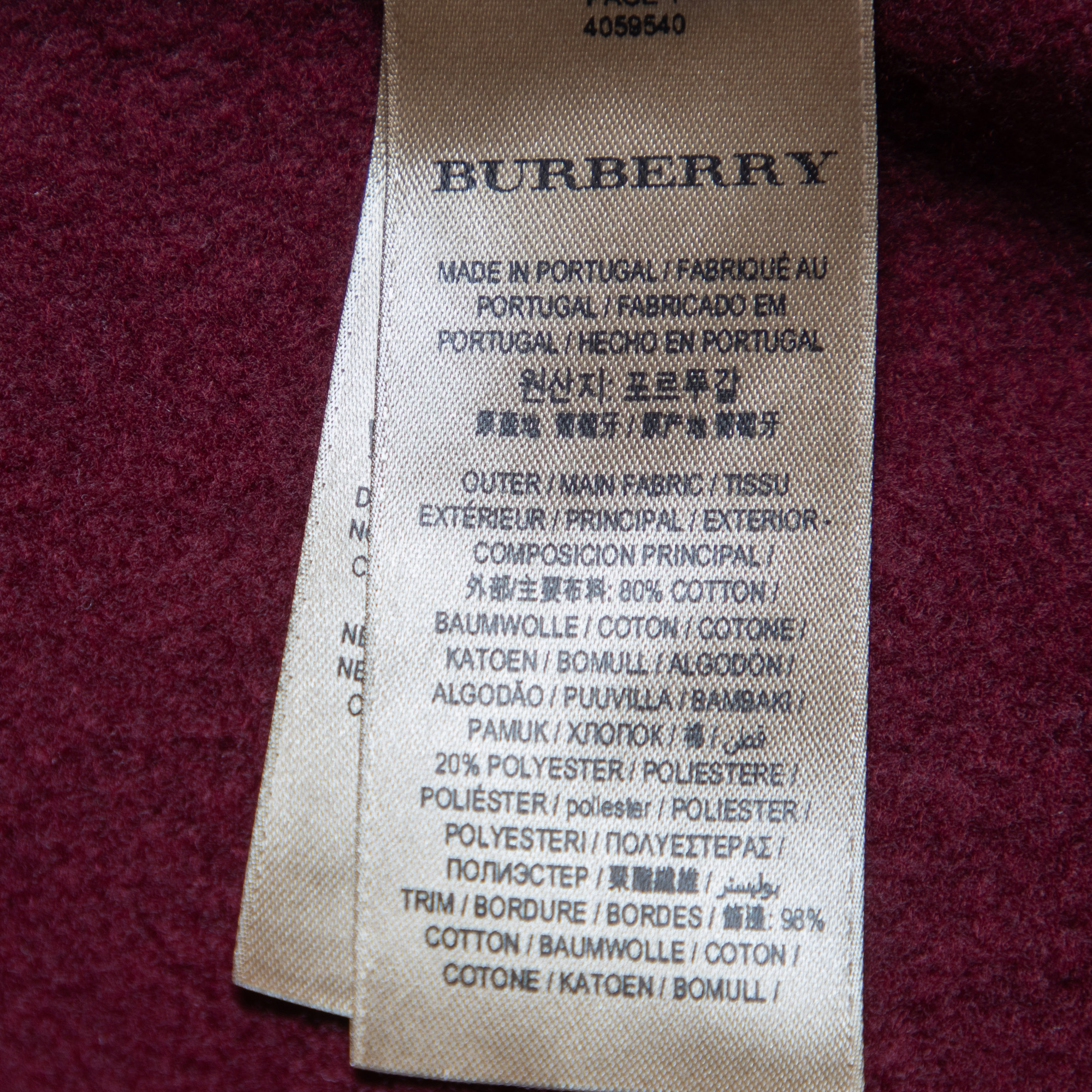 Burberry Burgundy Logo Embroidered Cotton Cape M