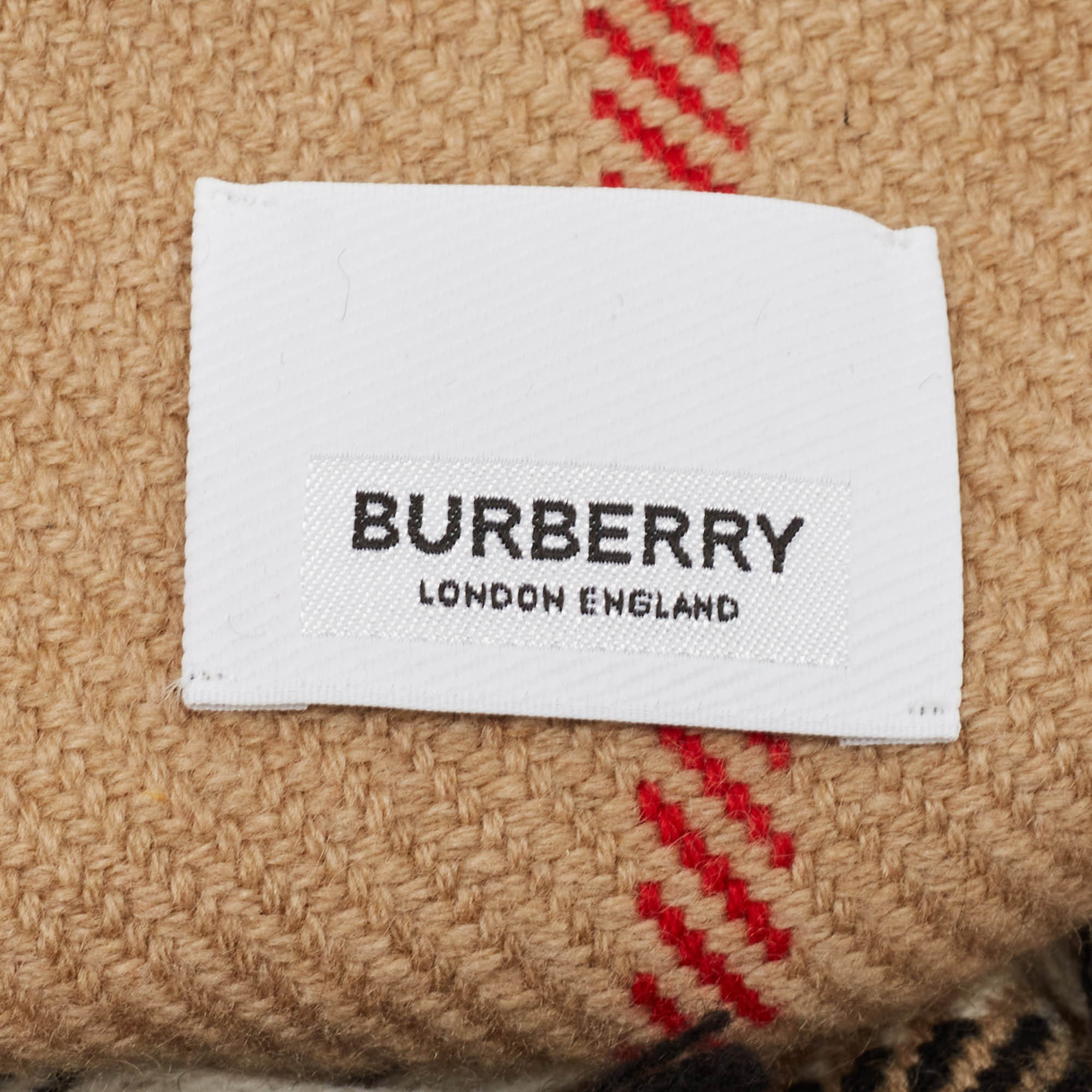 Burberry Beige Giant Check Cashmere Fil Coupe Scarf