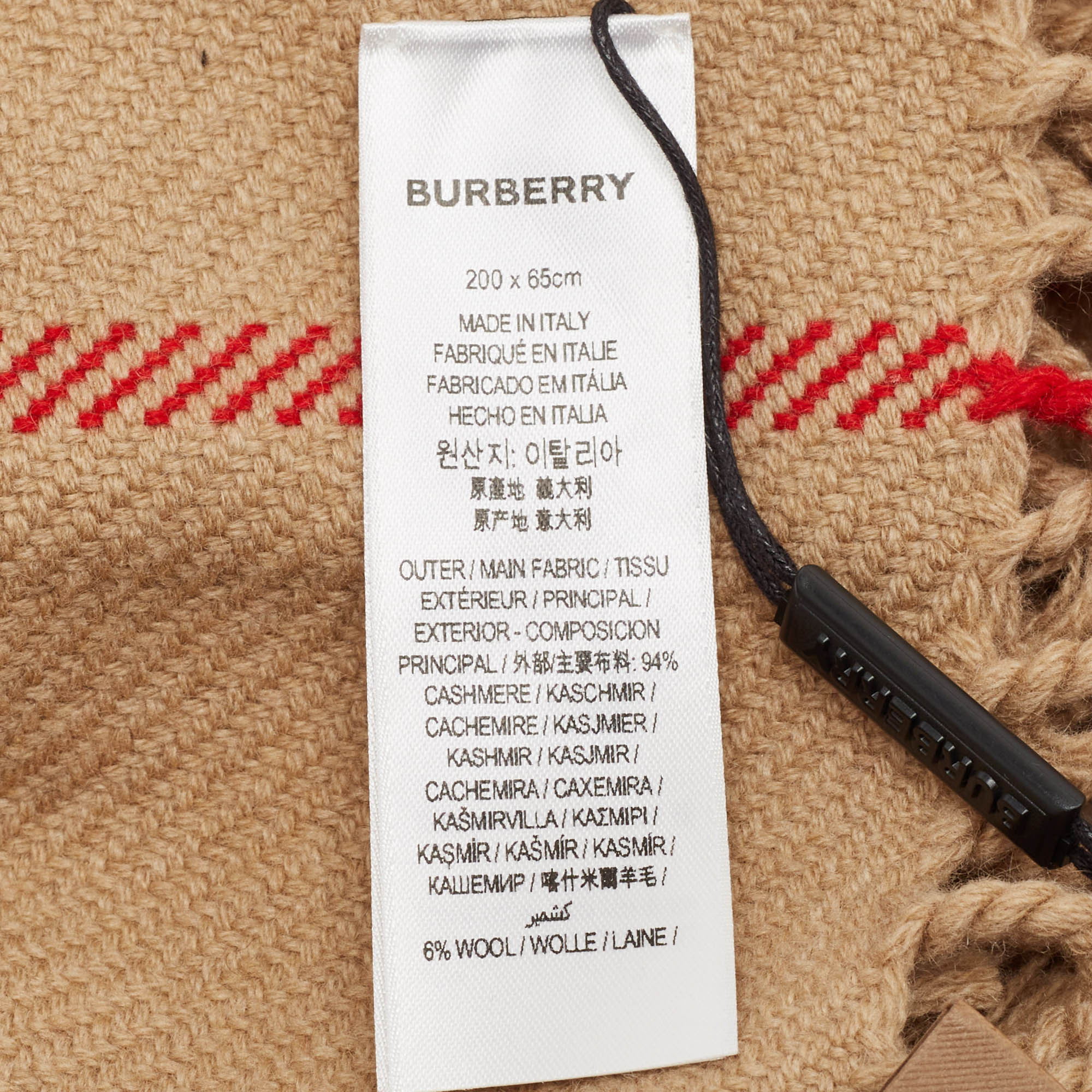 Burberry Beige Giant Check Cashmere Fil Coupe Scarf