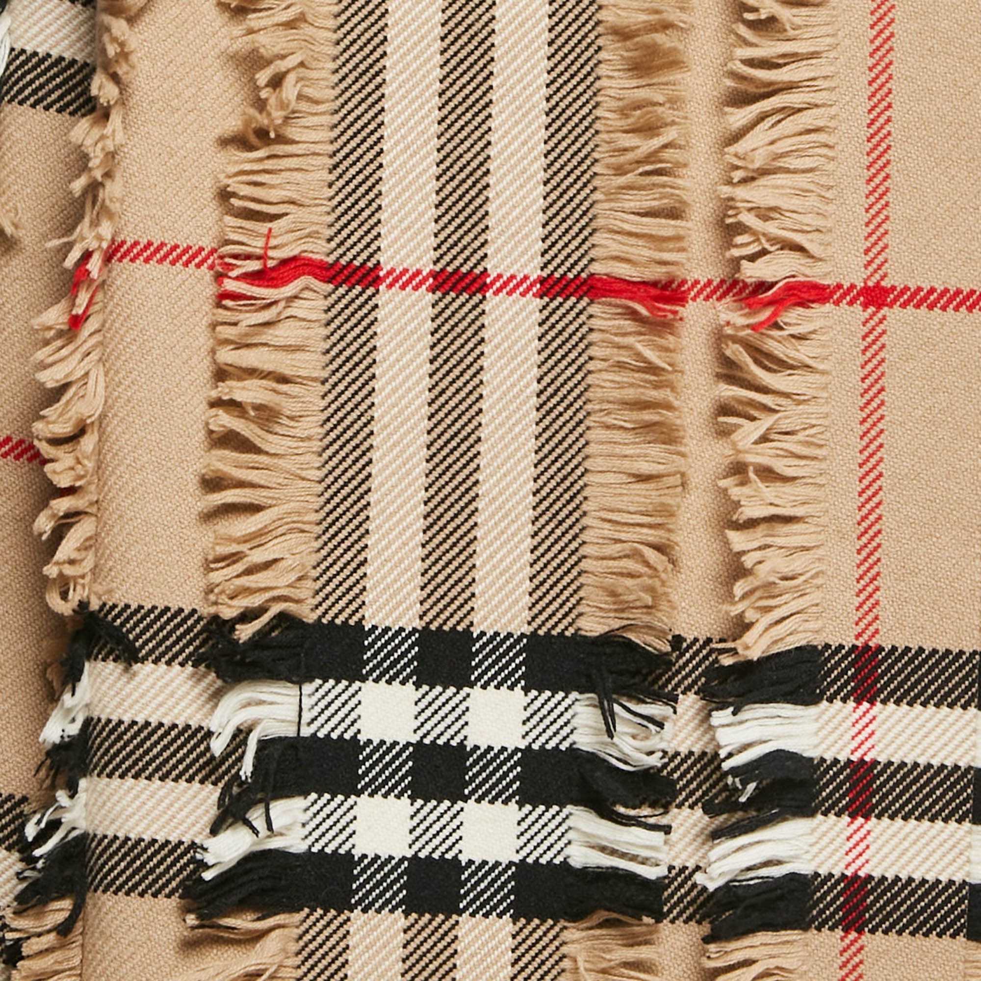 Burberry Beige Giant Check Cashmere Fil Coupe Scarf