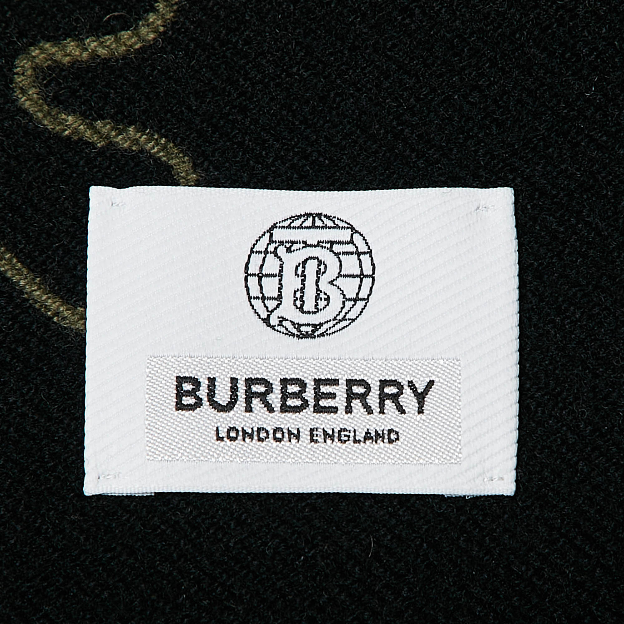 Burberry Fern Green Logo Oak Leaf Wool Football Scarf