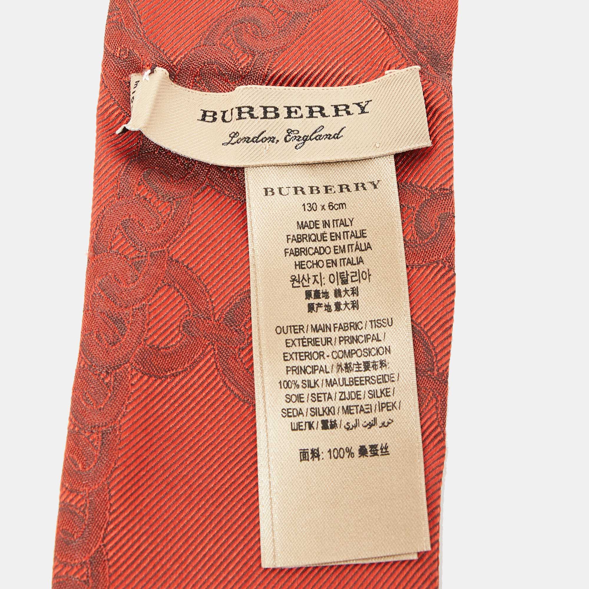 Burberry Red D-Ring Detail Chain Silk Jacquard Ribbon Scarf