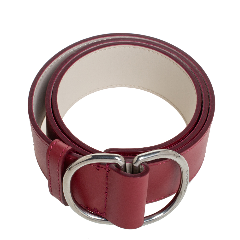 Burberry Wine Red/Ivory Leather Double D Ring Reversible Belt S