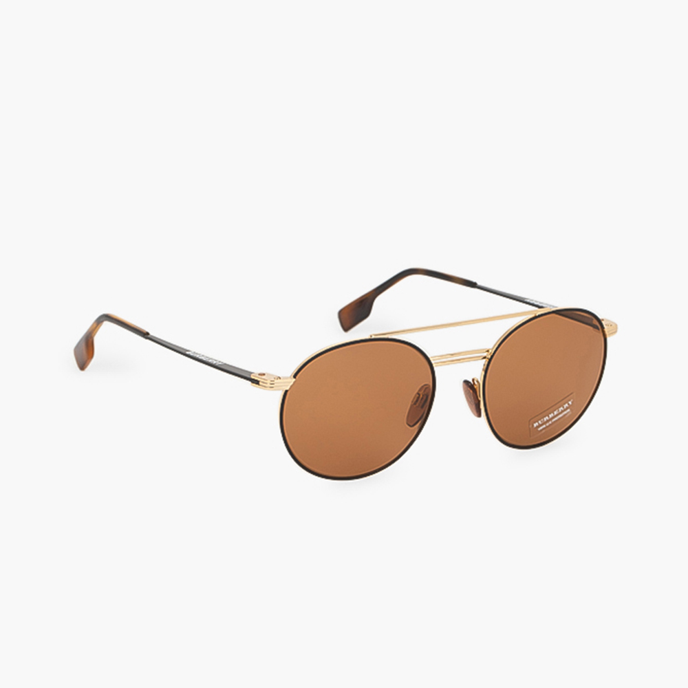 Burberry Gold Round Aviator Sunglasses