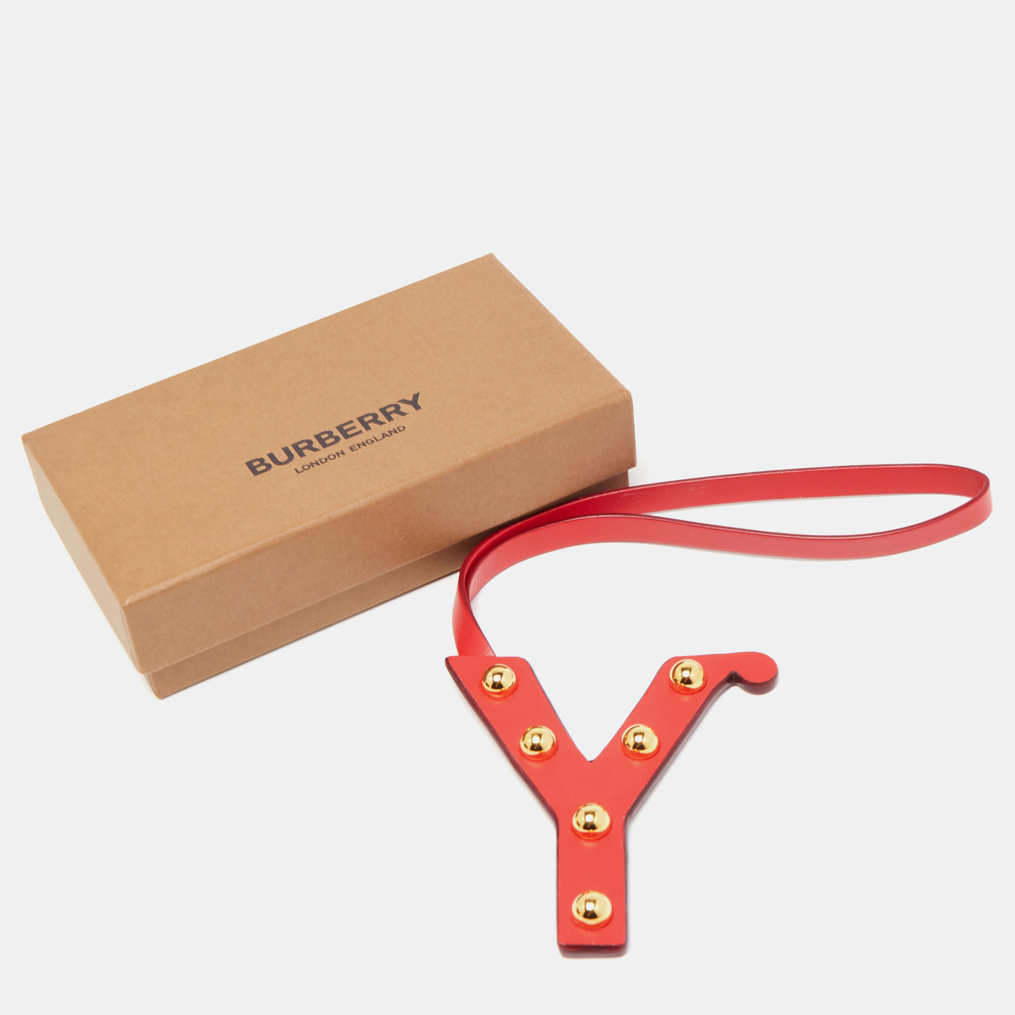 Burberry Red Leather Alphabet Y Bag Charm