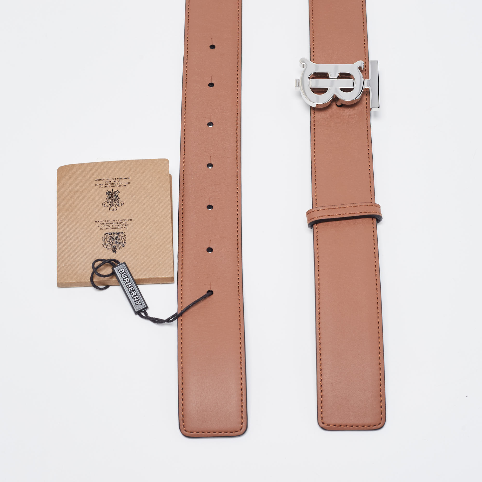 Burberry Black/Brown Leather TB Logo Reversible Belt S