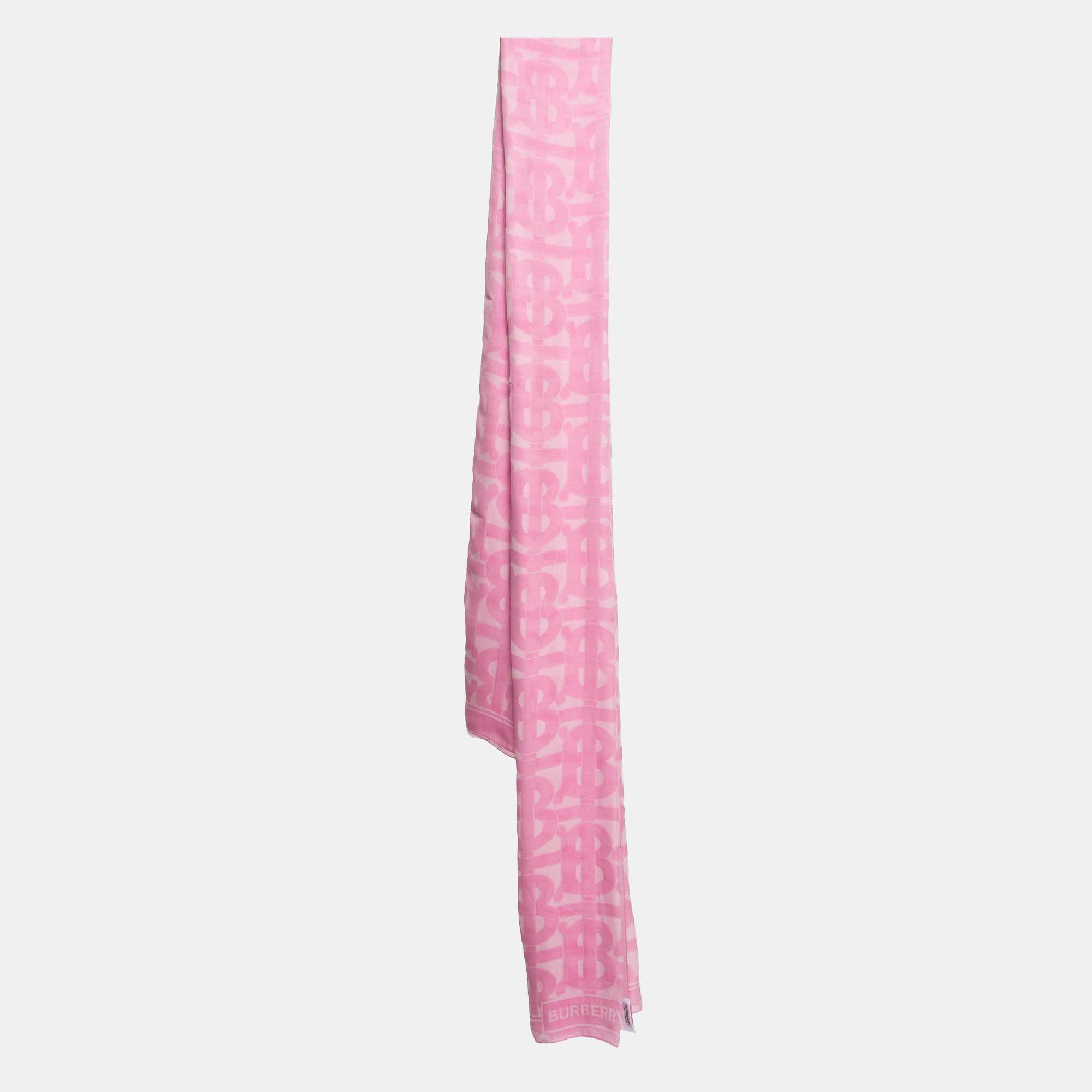 Burberry light pink tb jacquard chiffon scarf