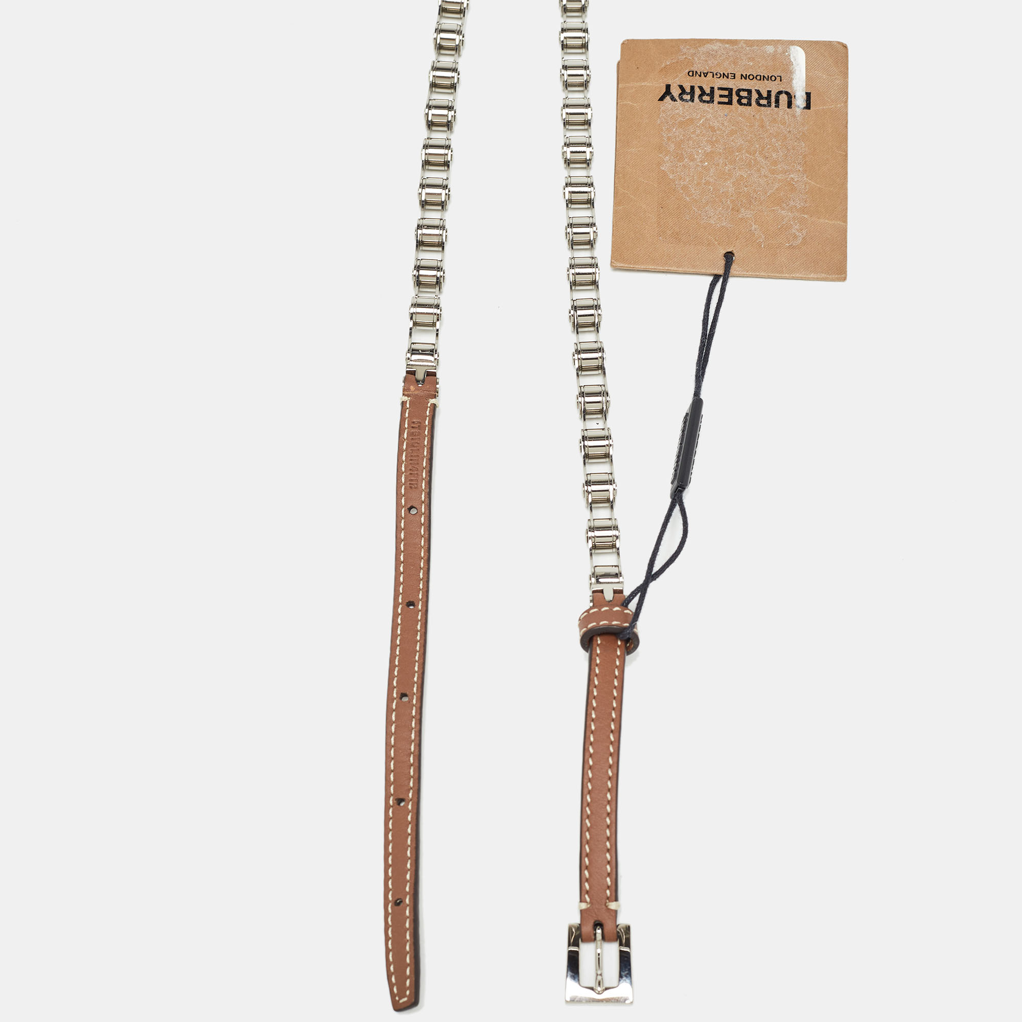 Burberry Brown Leather Bike Chain Belt L