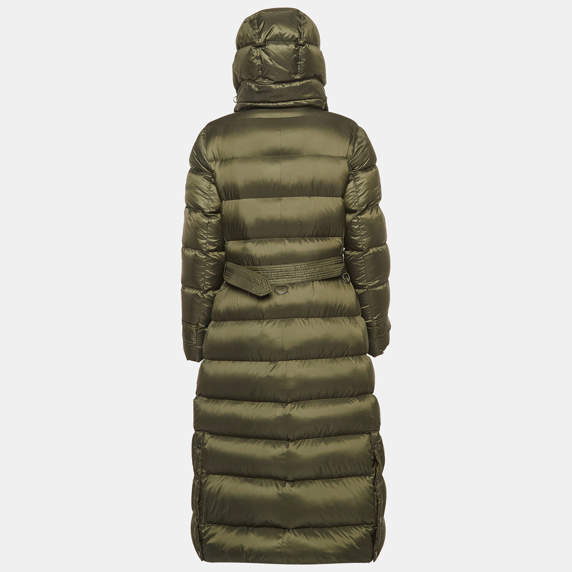 Burberry Olive Green Synthetic Quilted Puffer Down Coat M