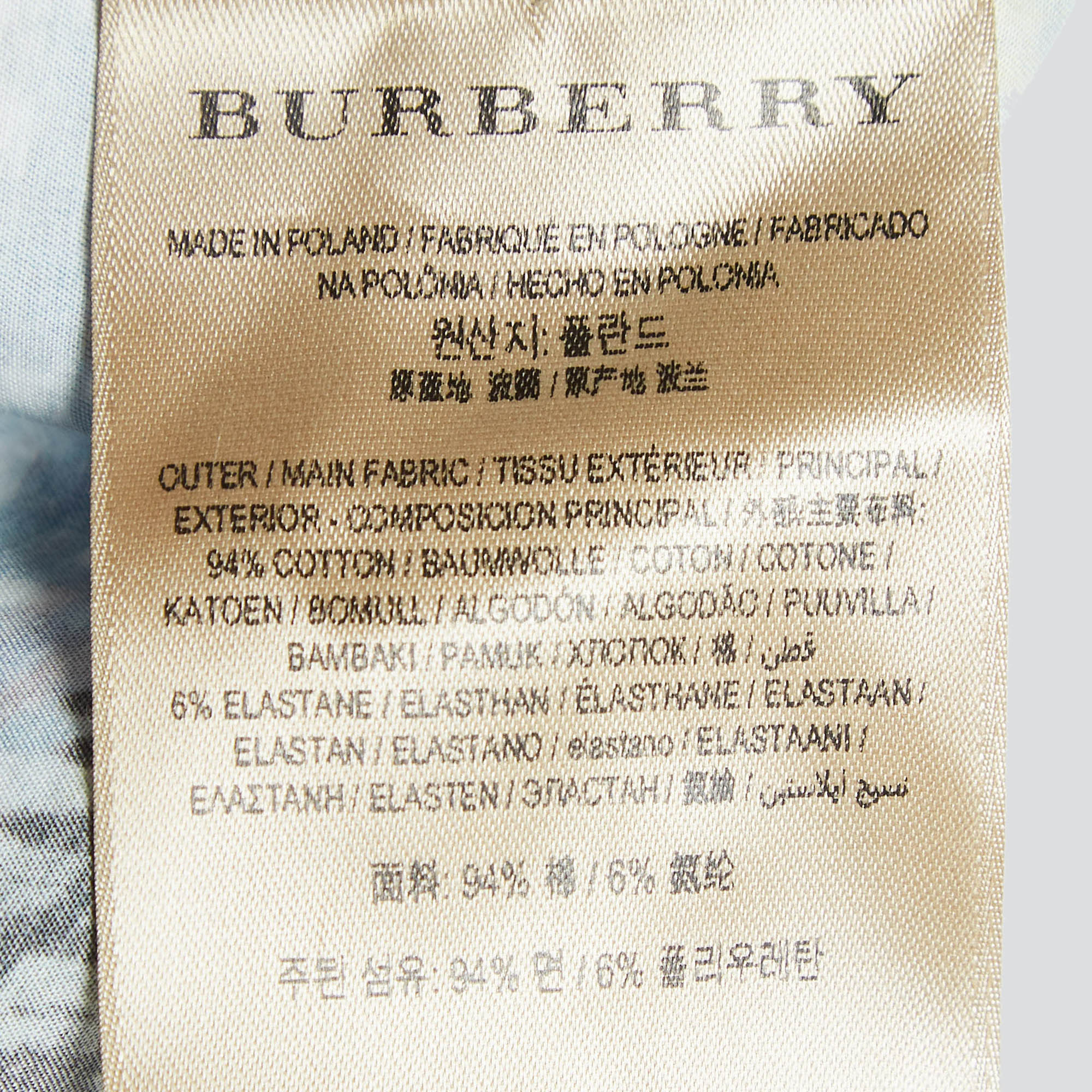 Burberry Multicolor Cotton Tie-Up Neck Full Sleeve Top M