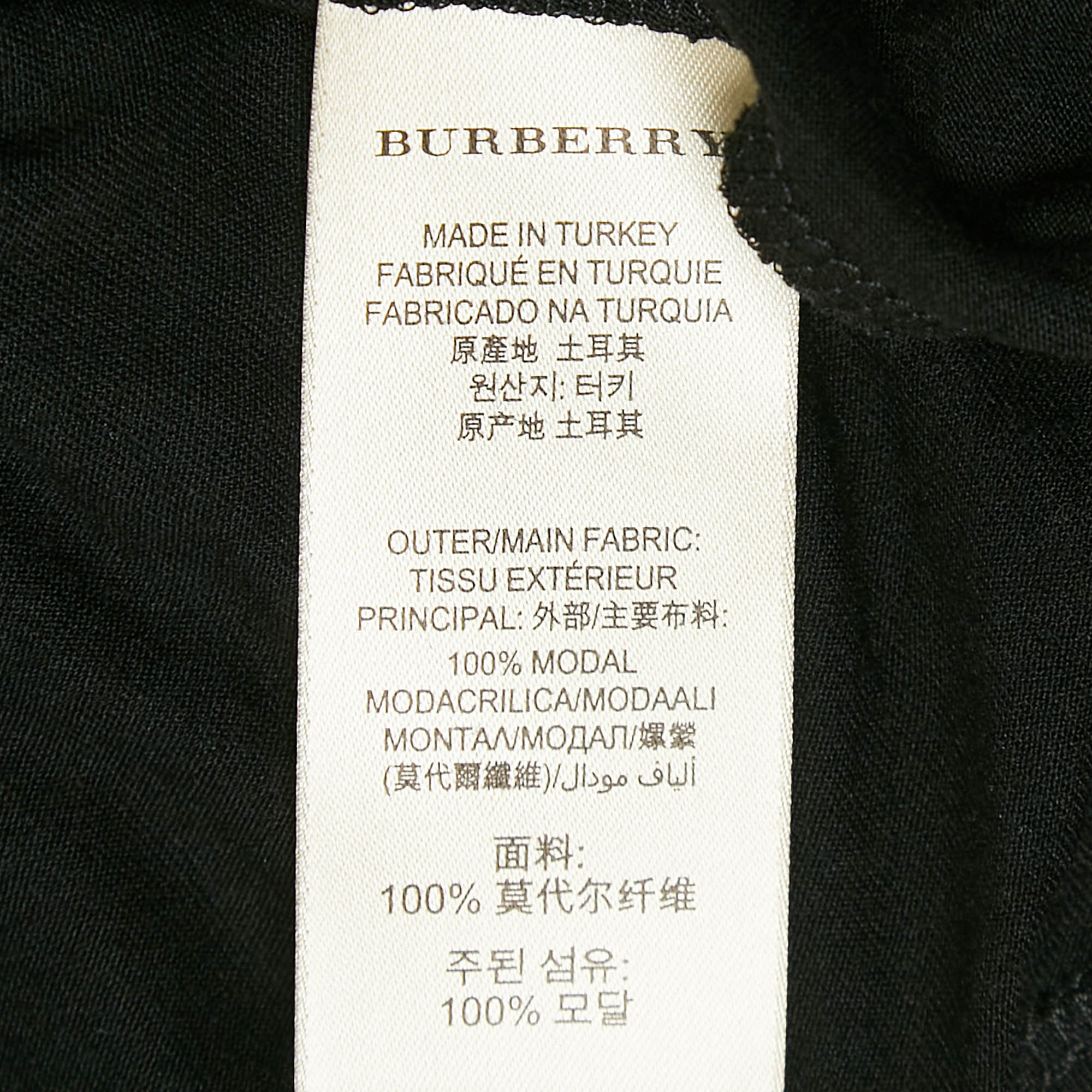 Burberry Black Jersey V-Neck T-Shirt XL