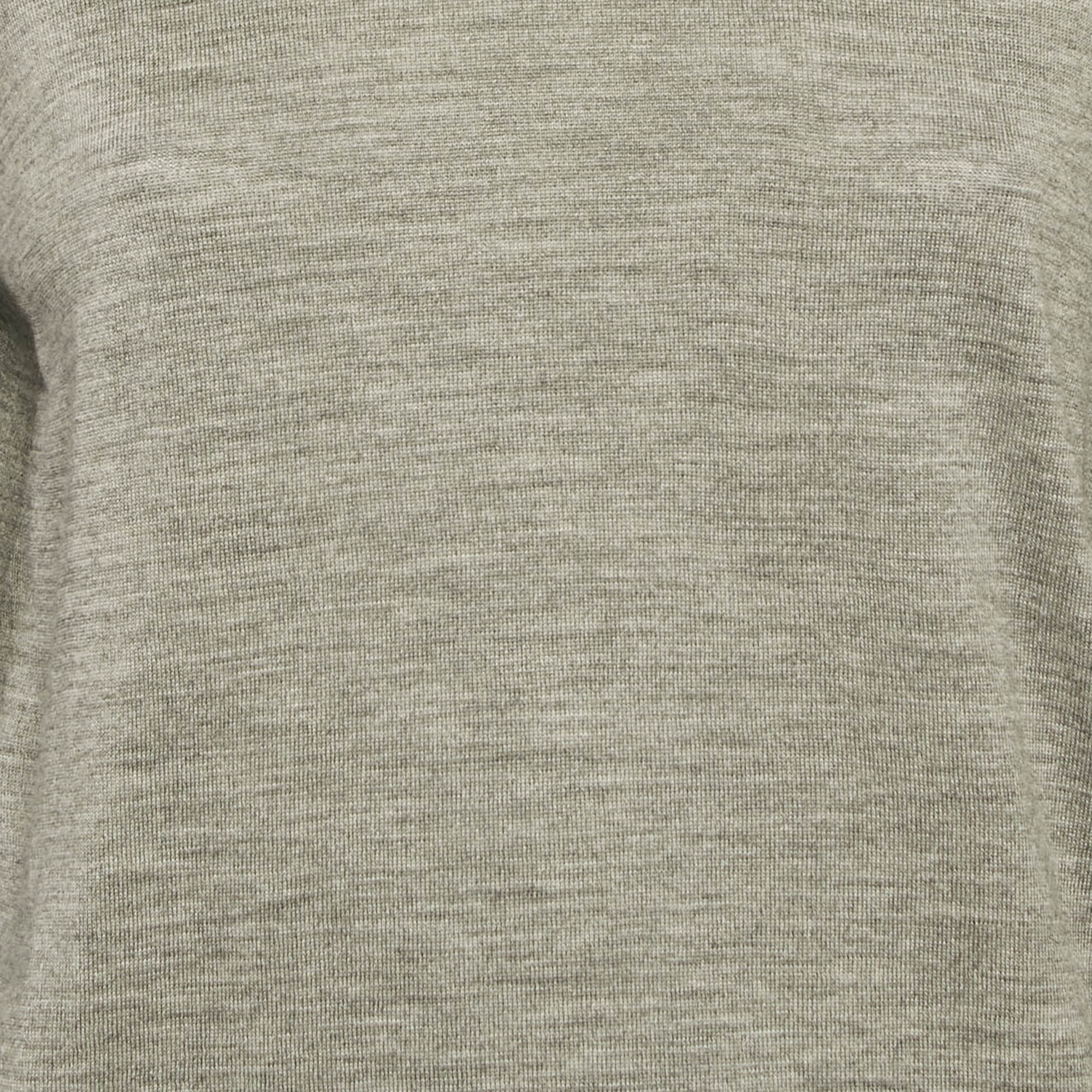 Burberry Grey Melanga Merino Wool Knit Patch Detail Sweatshirt M