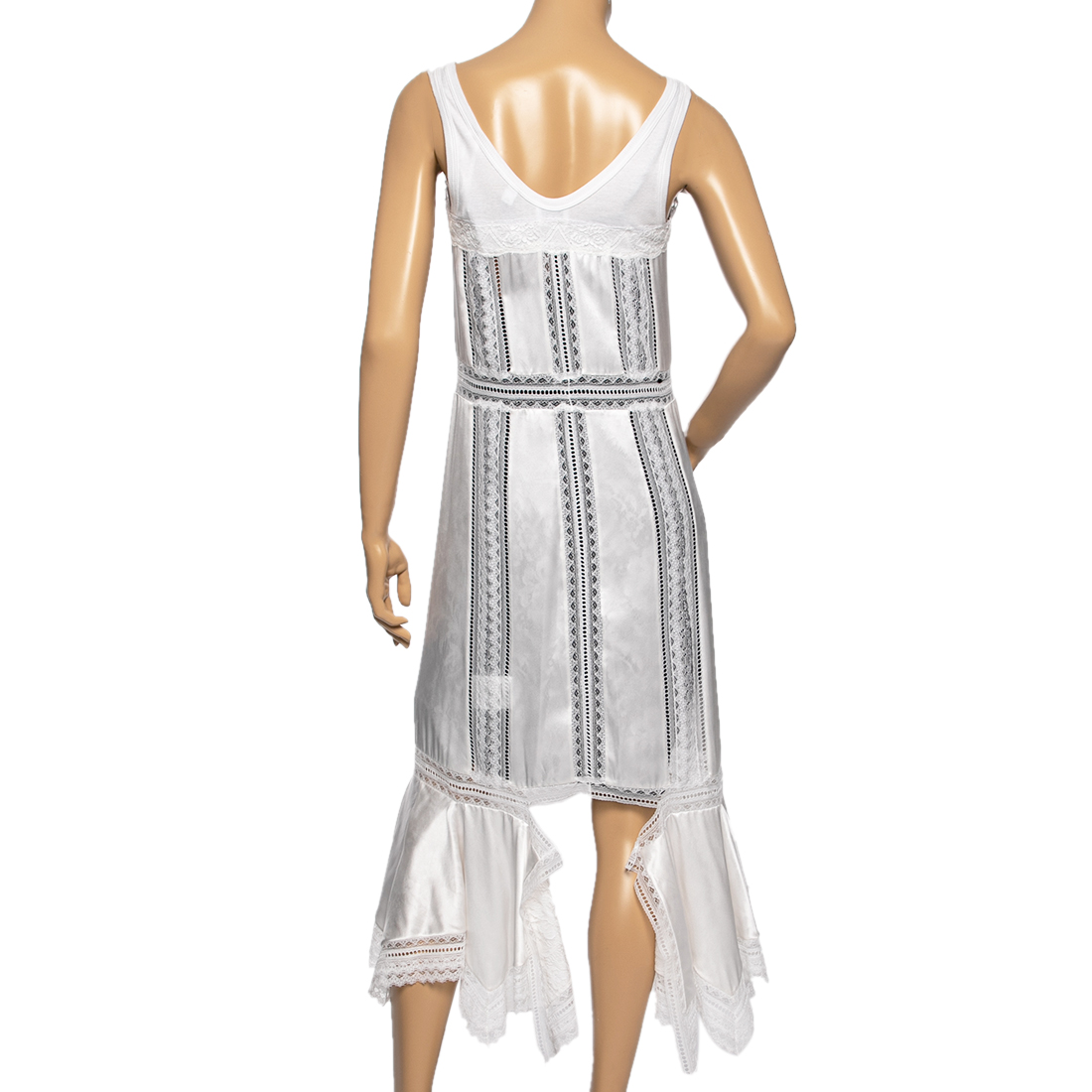Burberry White Satin & Lace Paneled Slip Dress XS