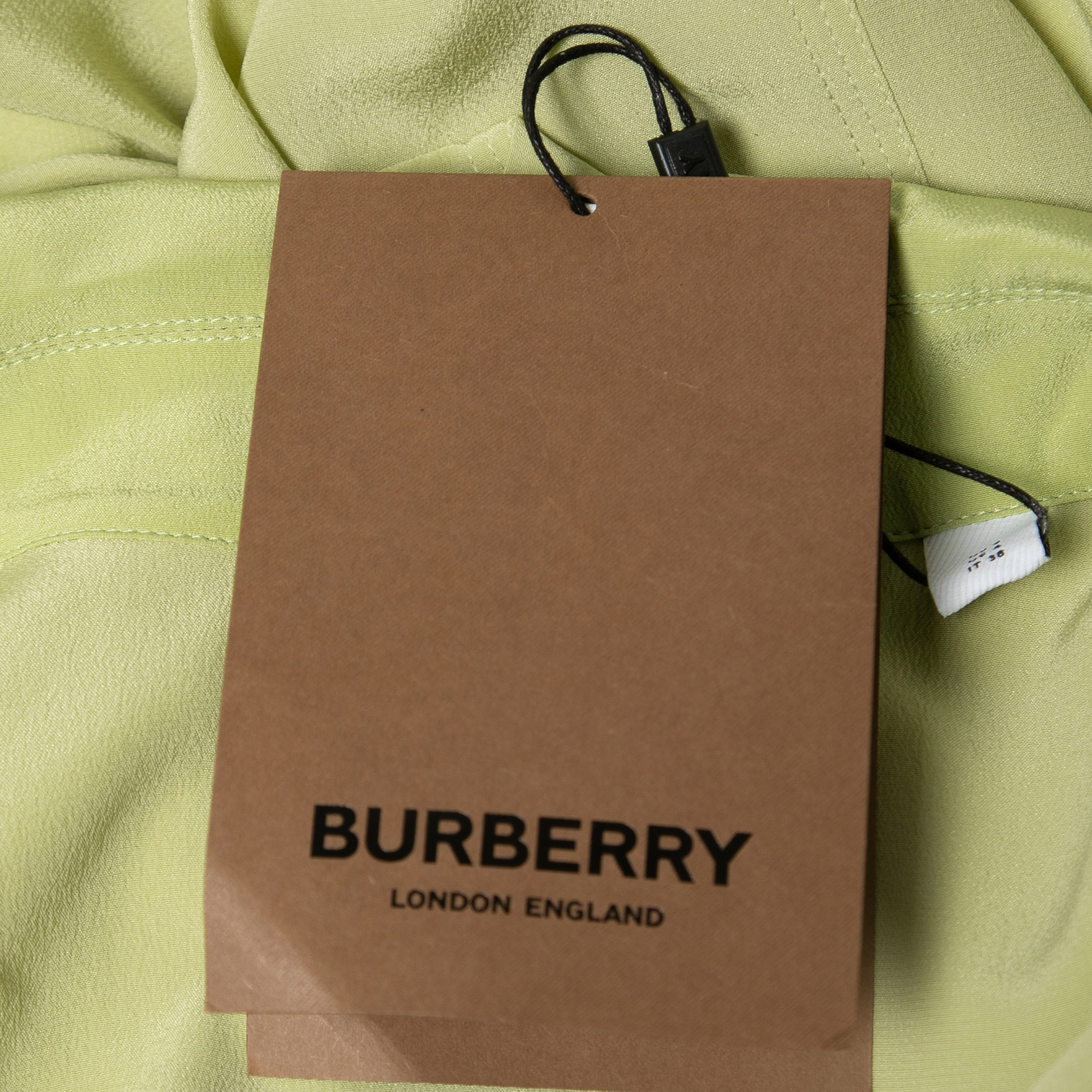 Burberry Green Silk Zip-Up Bowling Shirt S