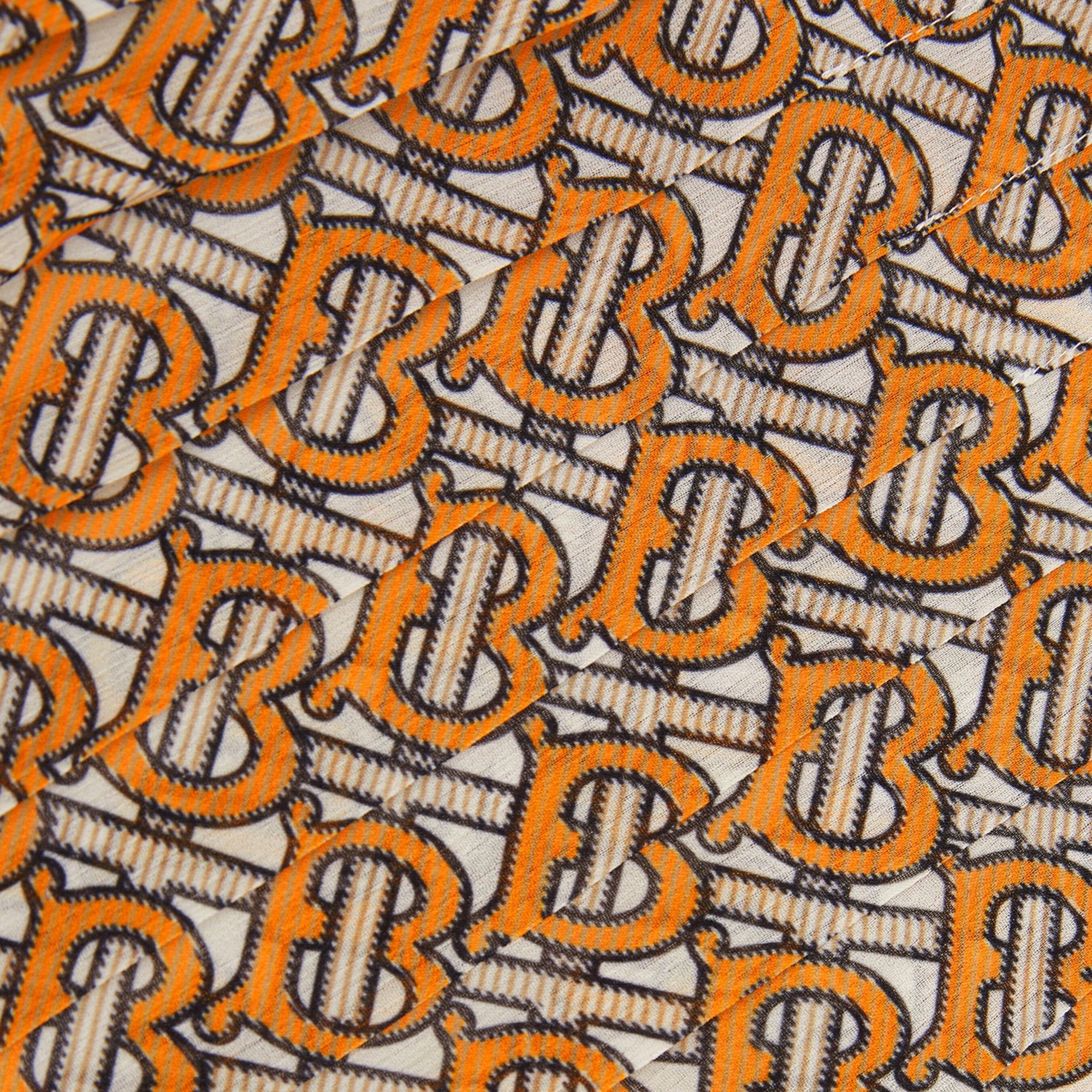 Buberry (Kids) Orange/Beige TB Monogram Pleated Skirt 8Y US