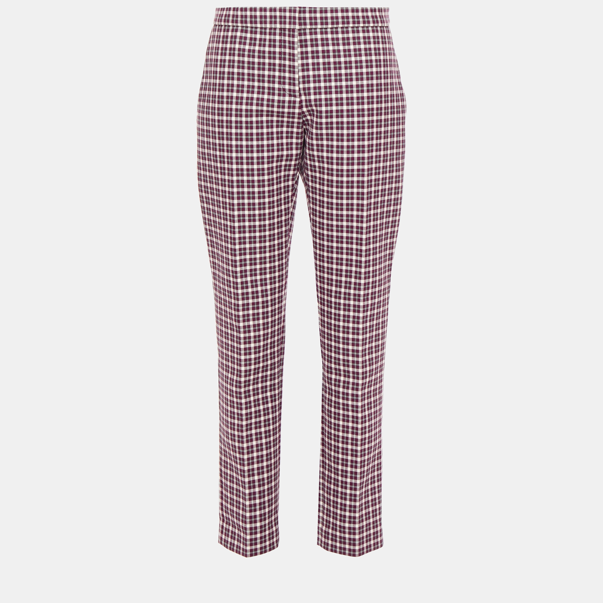 Burberry purple/white check cotton trousers size m (10)