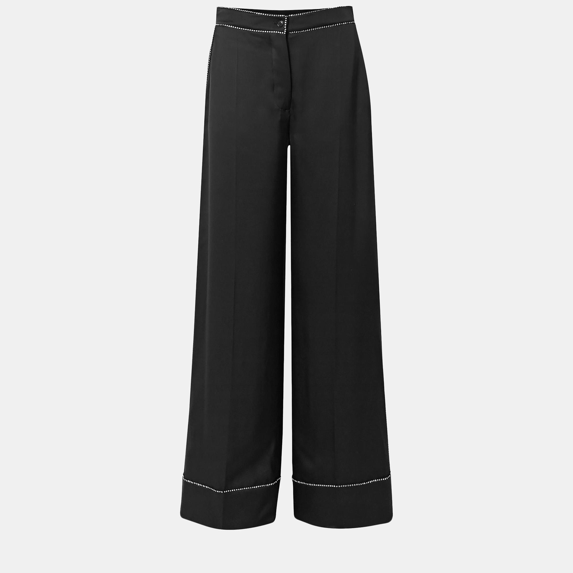 Burberry black silk wide leg pants xl (uk 14)