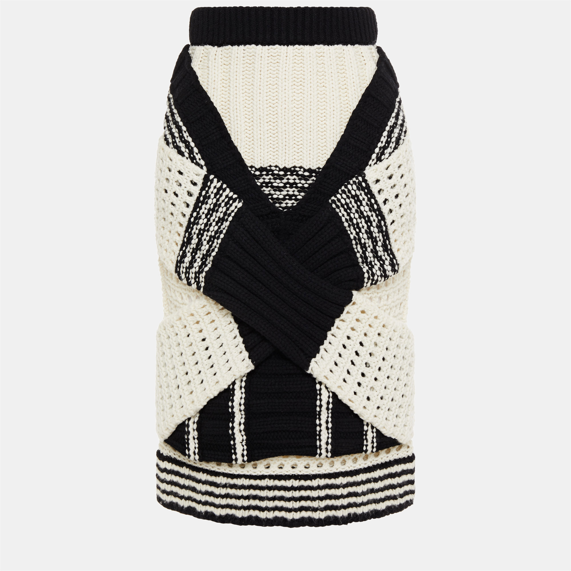 Burberry black/white knit knee length skirt size m