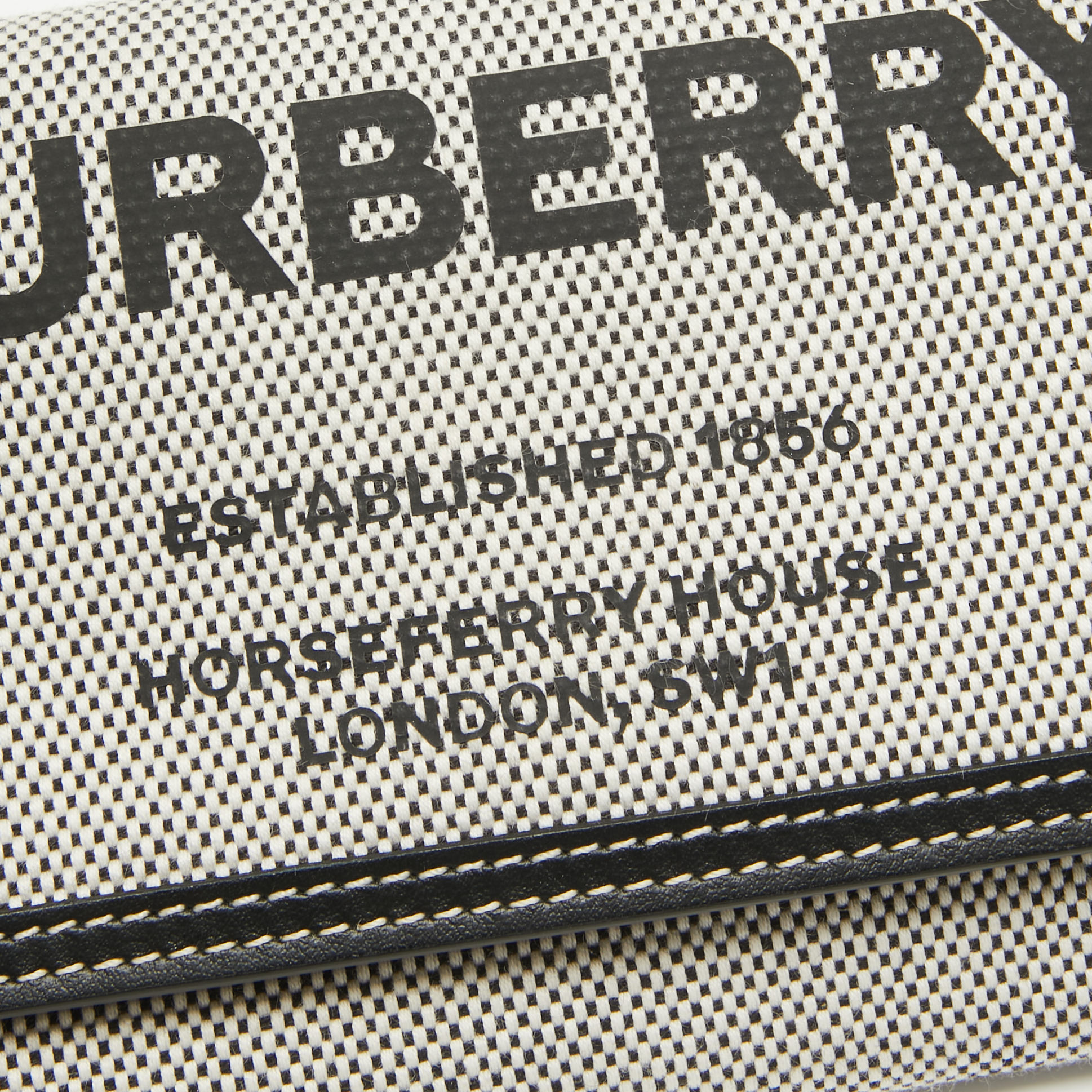 Burberry Black/White Canvas And Leather Halton Continental Wallet