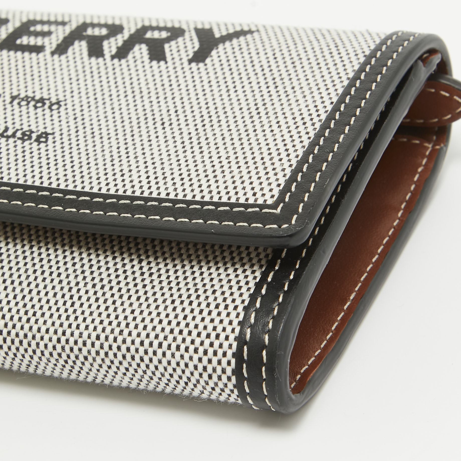 Burberry Black/White Canvas And Leather Halton Continental Wallet