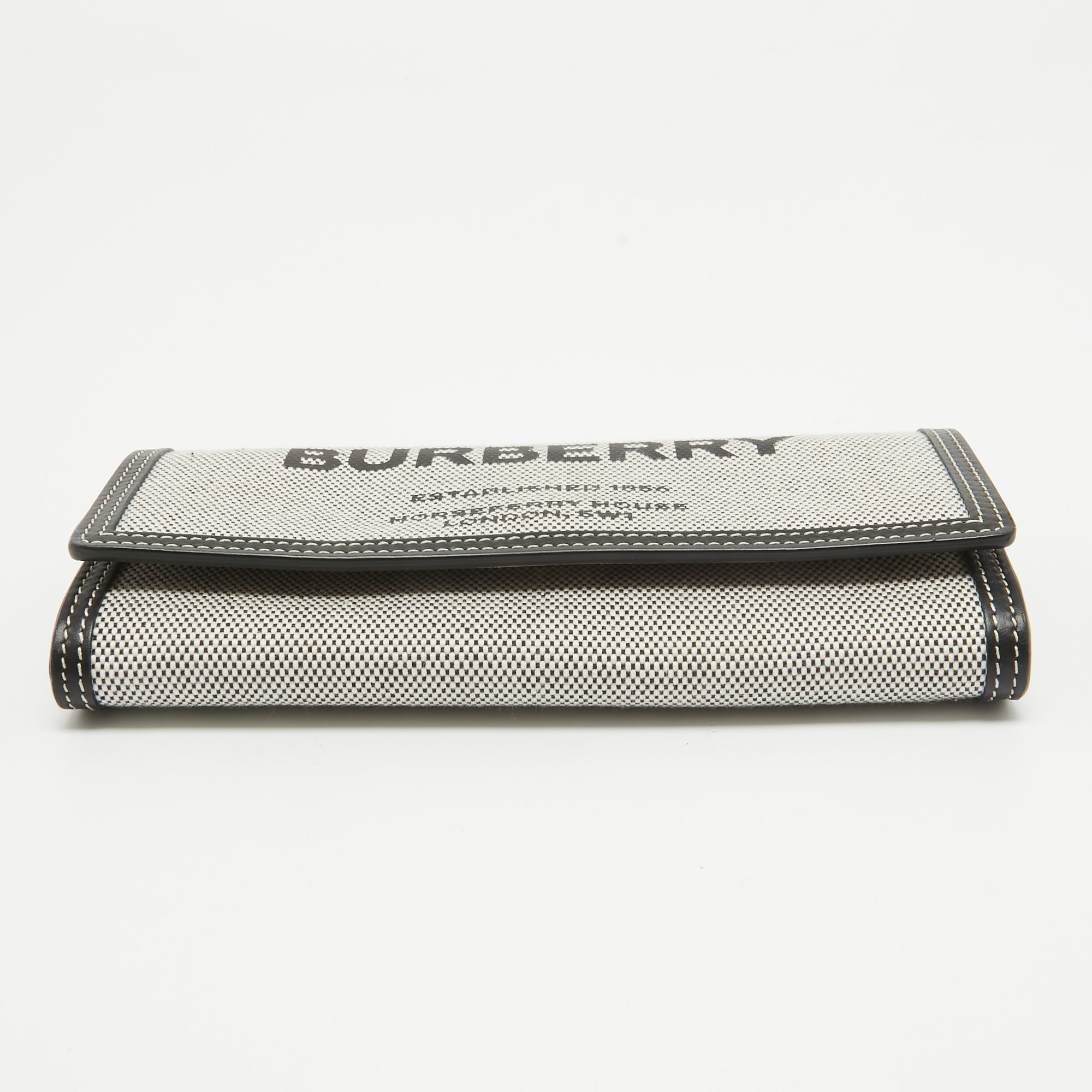 Burberry Black/White Canvas And Leather Halton Continental Wallet