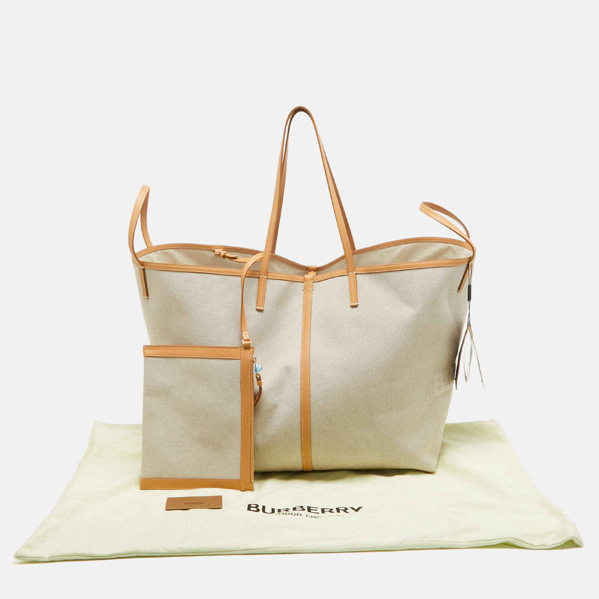 Burberry Beige Canvas And Leather XL Beach Tote