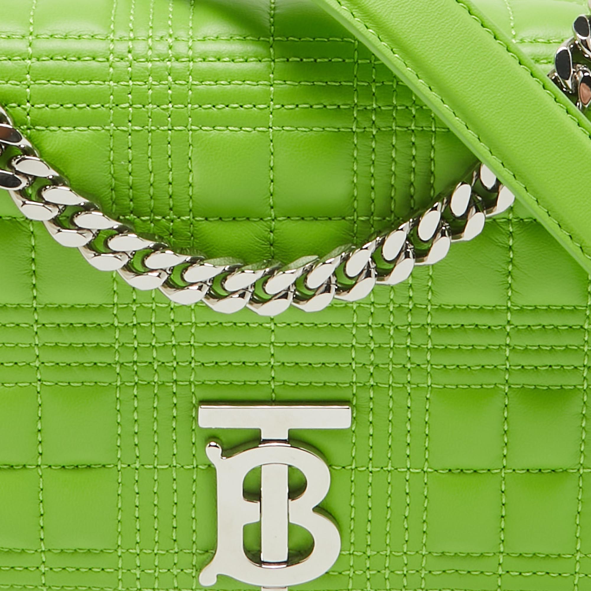 Burberry Green Quilted Leather Small Lola Chain Shoulder Bag