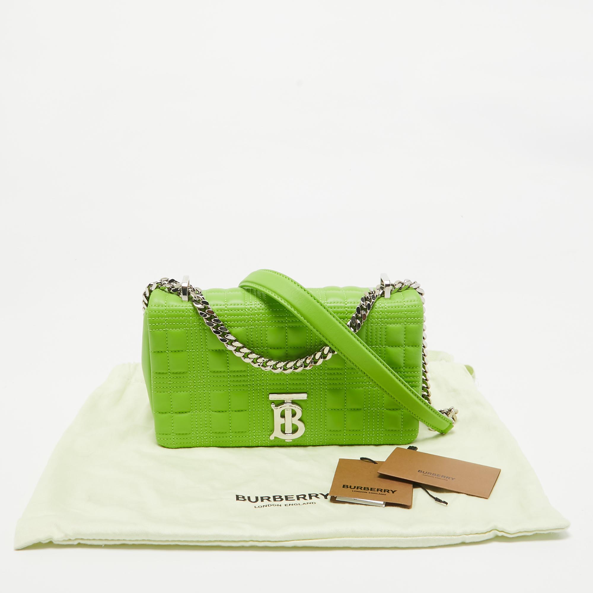 Burberry Green Quilted Leather Small Lola Chain Shoulder Bag