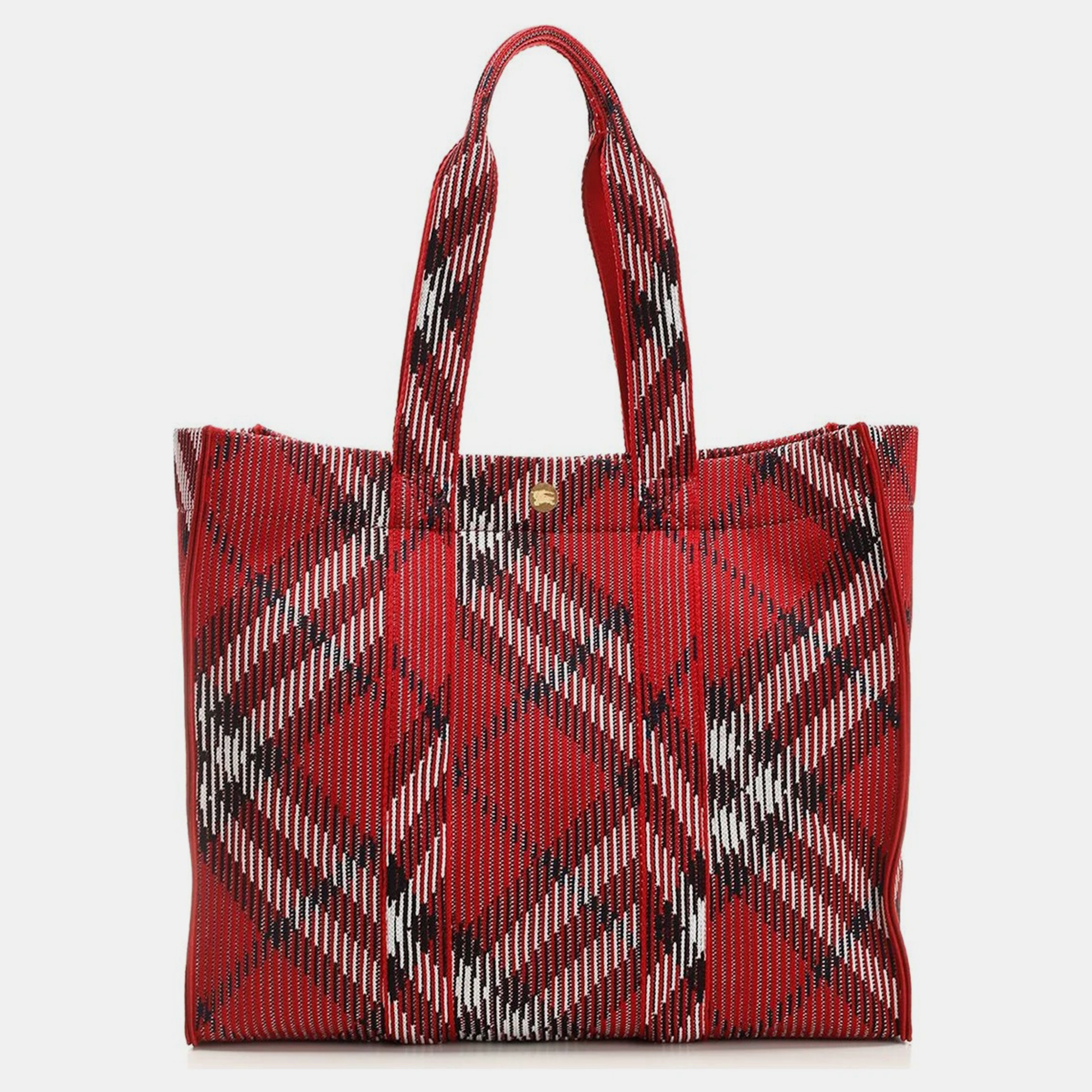 Burberry Red Fabric Tote Bag