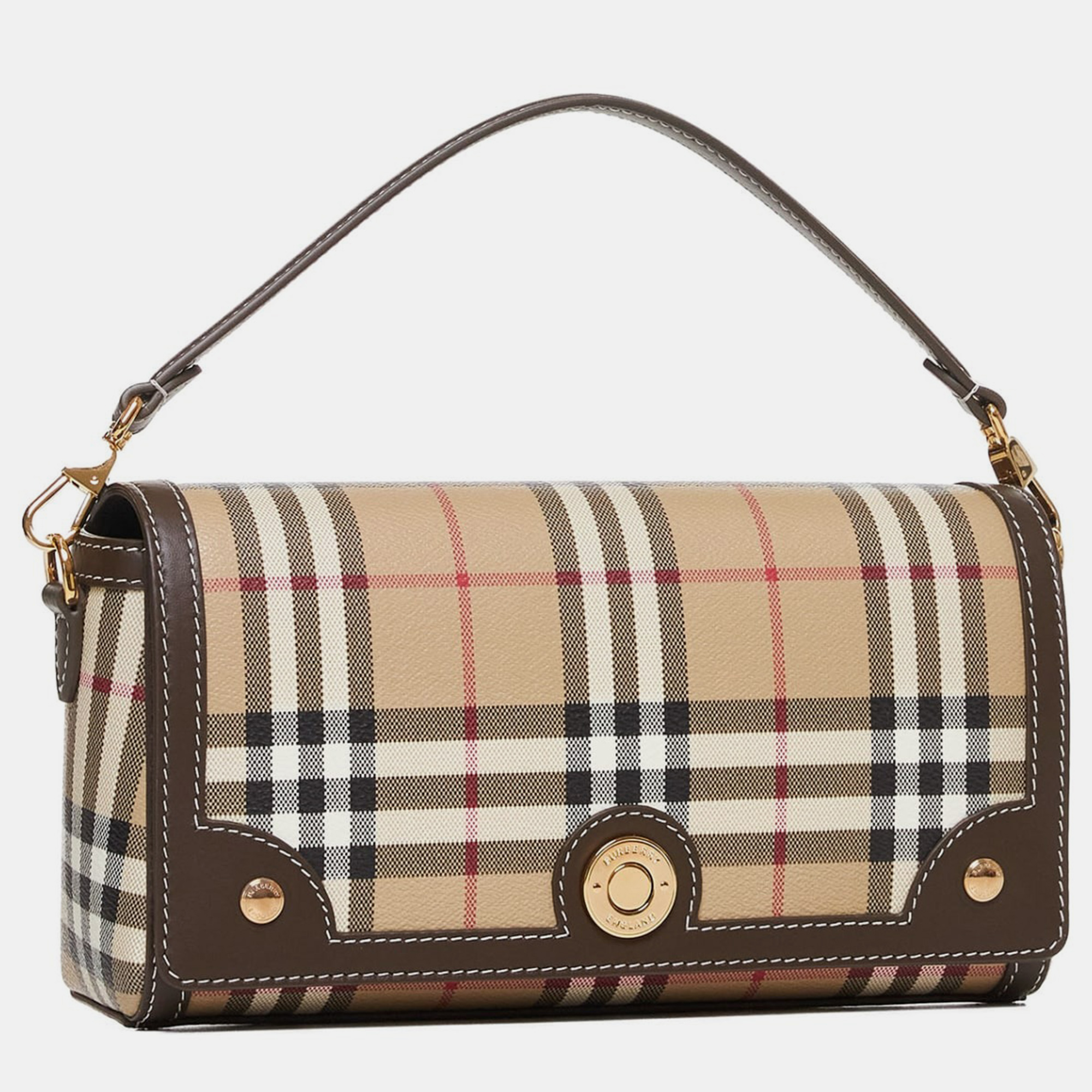 Burberry Brown Check Canvas Note Handbag