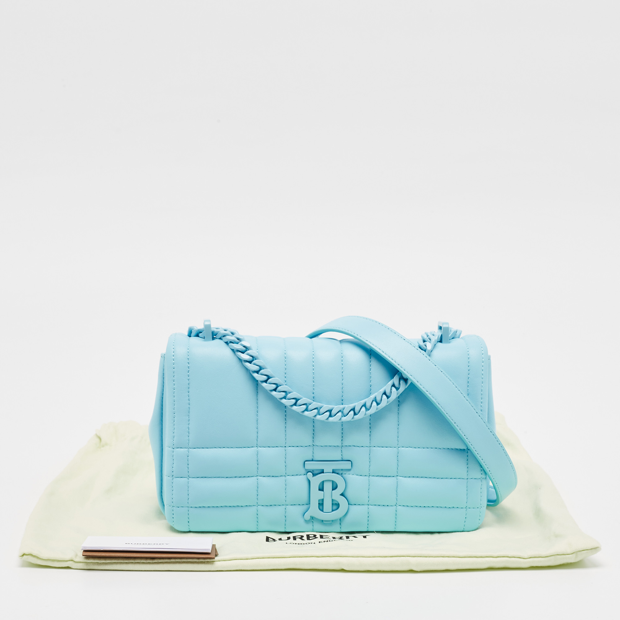 Burberry Sky Blue Quilted Leather Small Lola Chain Shoulder Bag