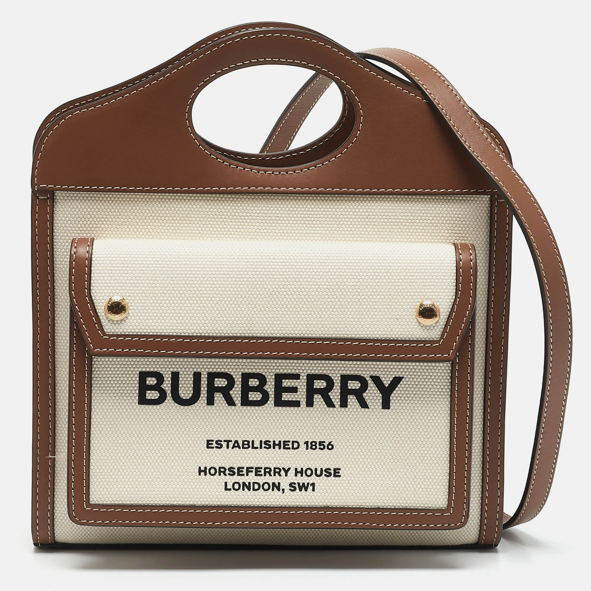 Burberry Malt Brown/Natural Canvas and Leather Mini Pocket Bag
Burberry Malt Brown/Natural Canvas and Leather Mini Pocket Bag