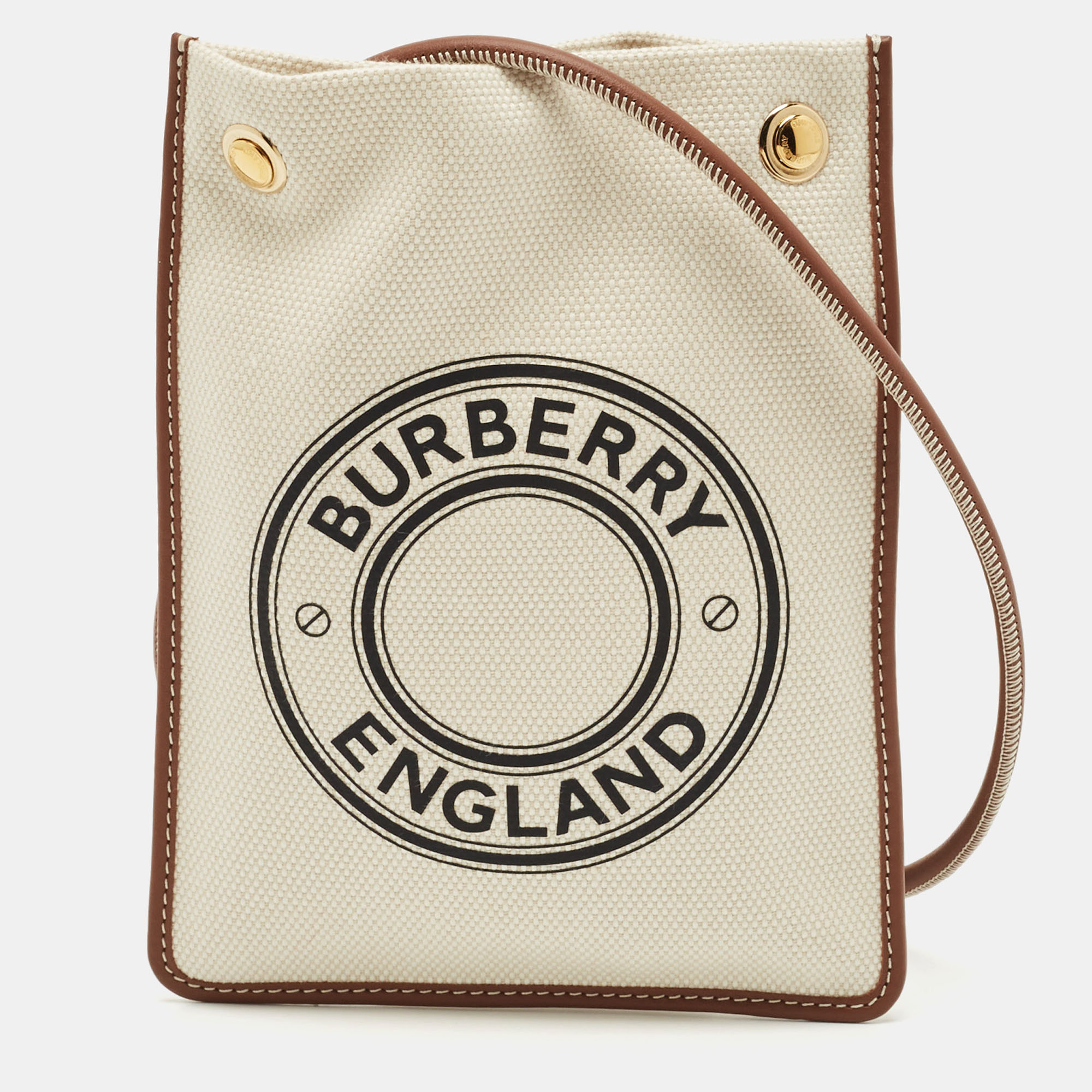 Burberry Brown/Off White Logo Canvas and Leather Micro Crossbody Bag
Burberry Brown/Off White Logo Canvas and Leather Micro Crossbody Bag