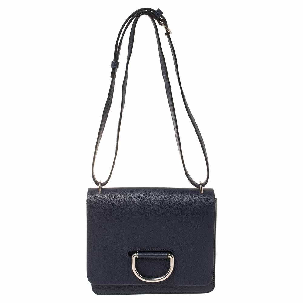 Image of Burberry Blue Leather Small D-Ring Shoulder Bag