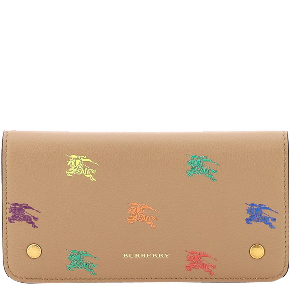Burberry Brown/Multicolor Leather Equestrian Knight Wallet